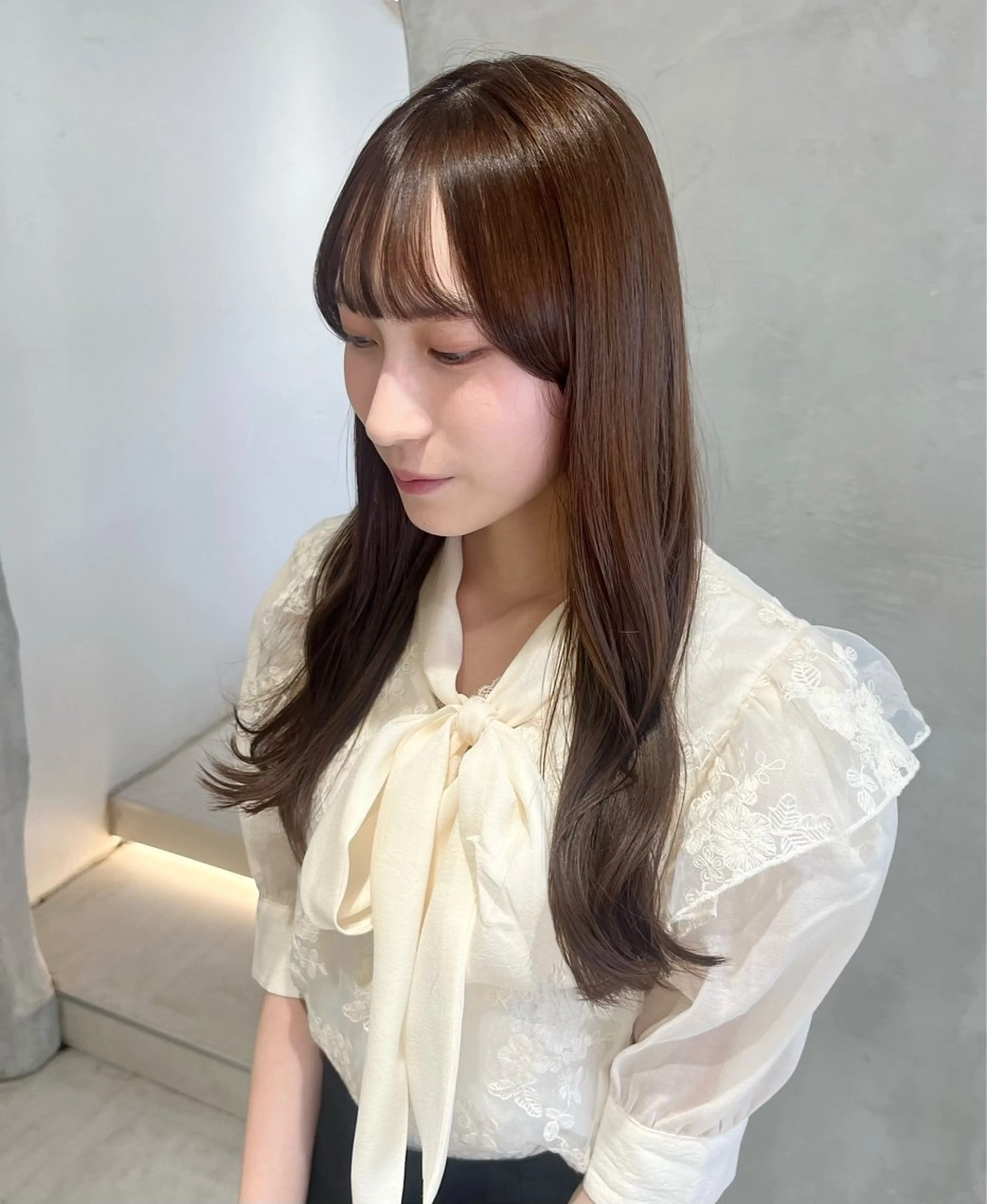 ロング カラー カット ヘアカラー トリートメント effect横浜所属・切りっぱなしボブ/ 艶カラー/綾莉のヘアスタイル