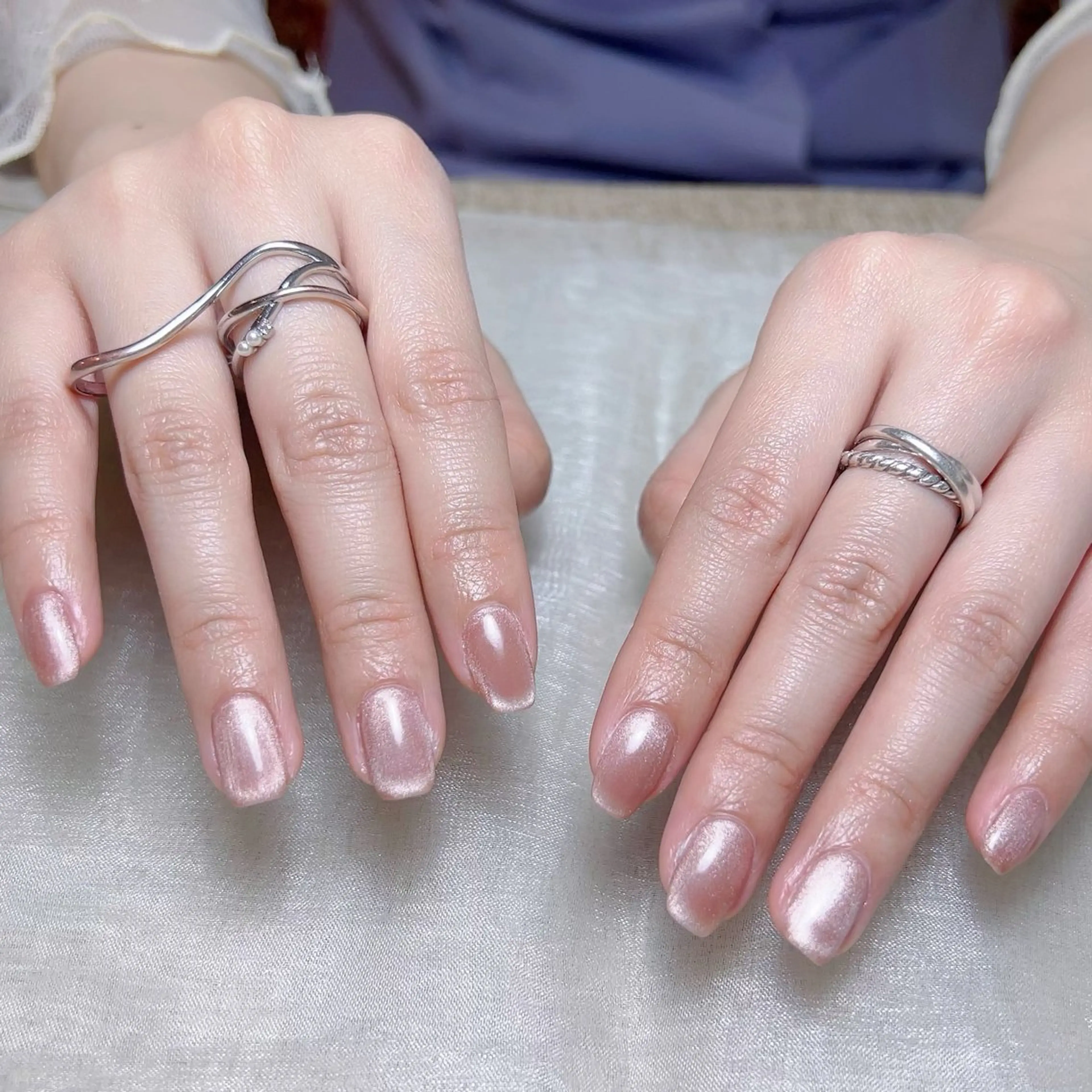 メンズ ネイル メンズ韓国風 アートネイル オーロラネイル ガーリー キラキラネイル ハンドネイル Nail salon 木にいるのネイルデザイン