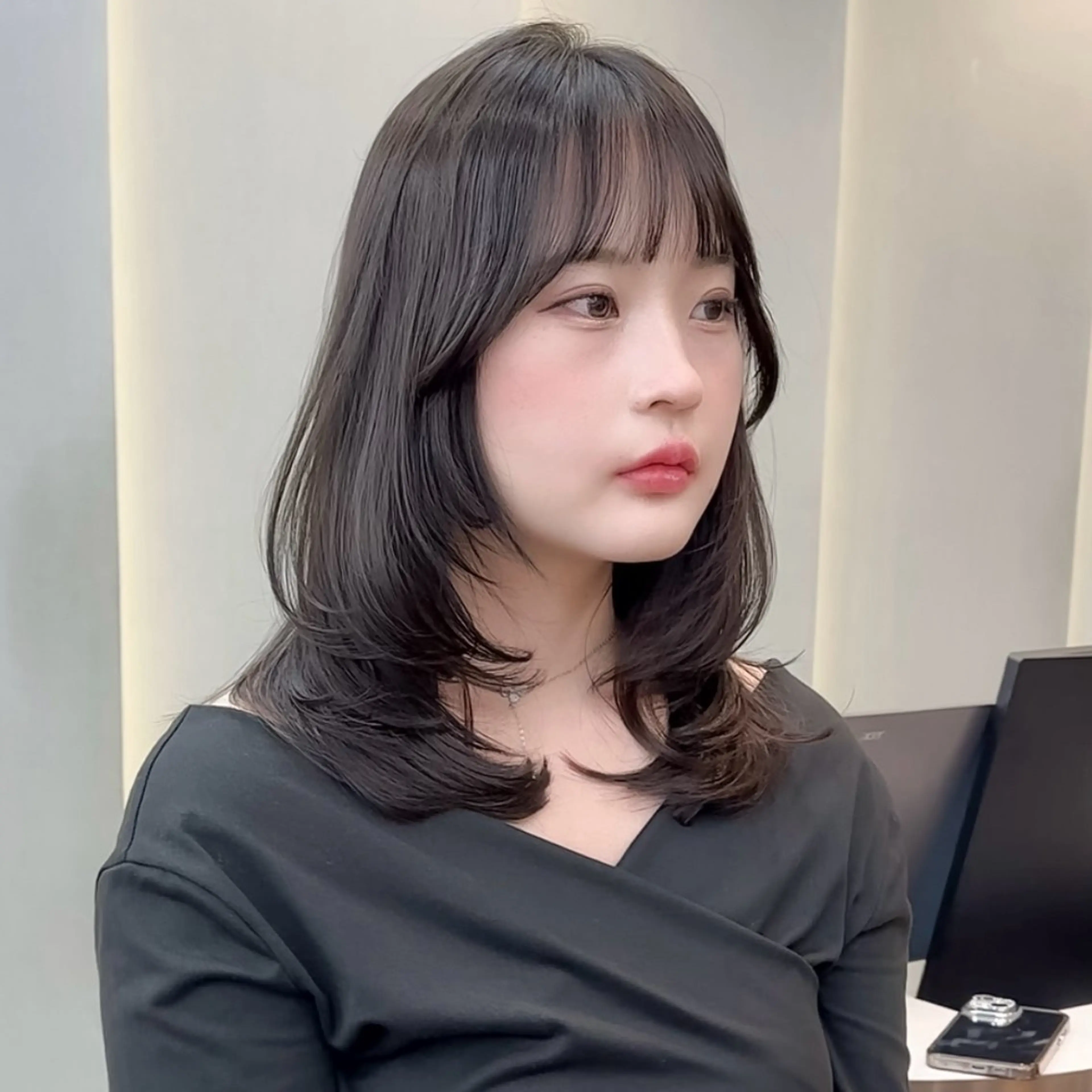 ミディアム カット ヘアカラー トリートメント 縮毛矯正/韓国ヘア /レイヤー🎀ミズキのヘアスタイル