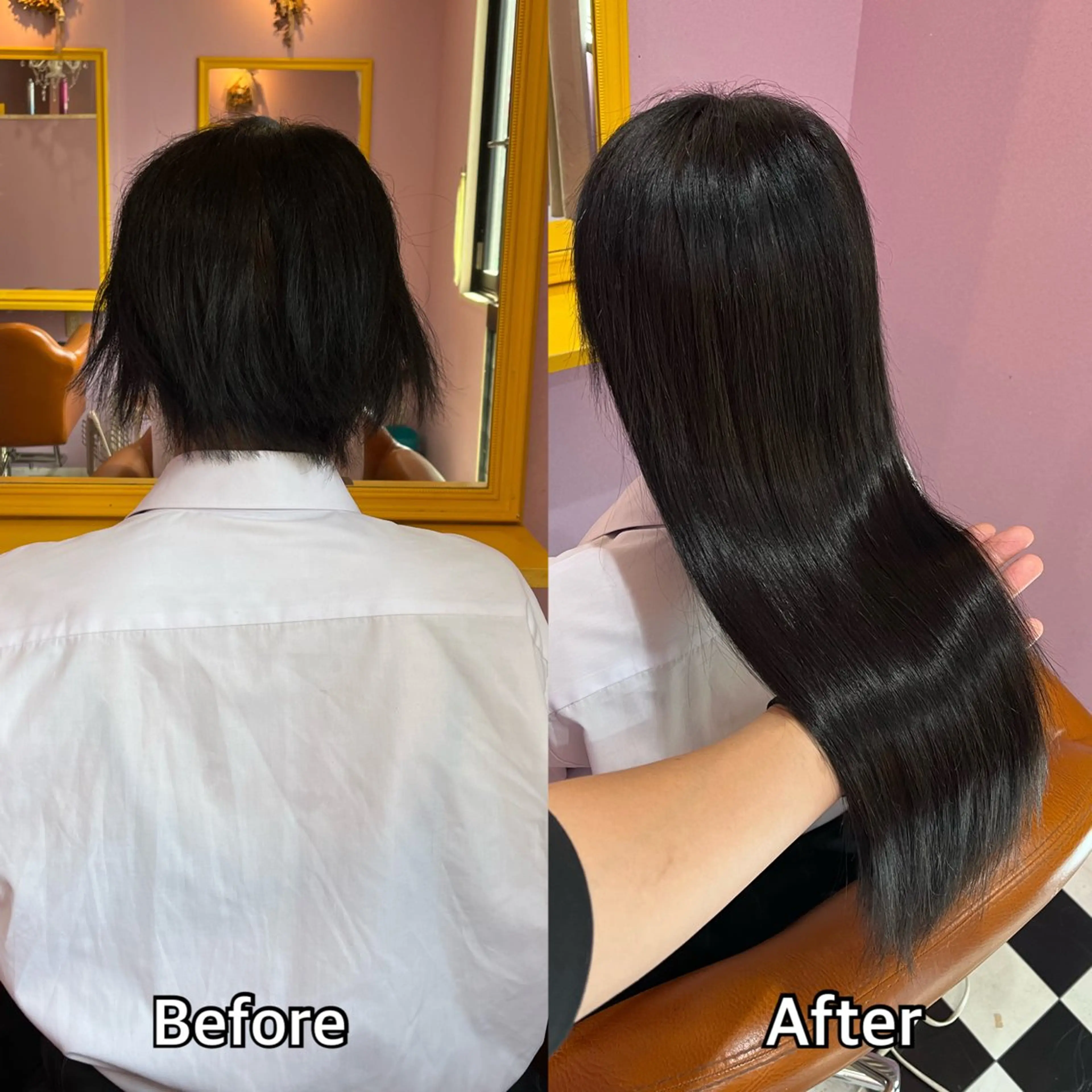 ロング エクステ シール＋ちび編み込み エクステ梅田🐨のヘアスタイル