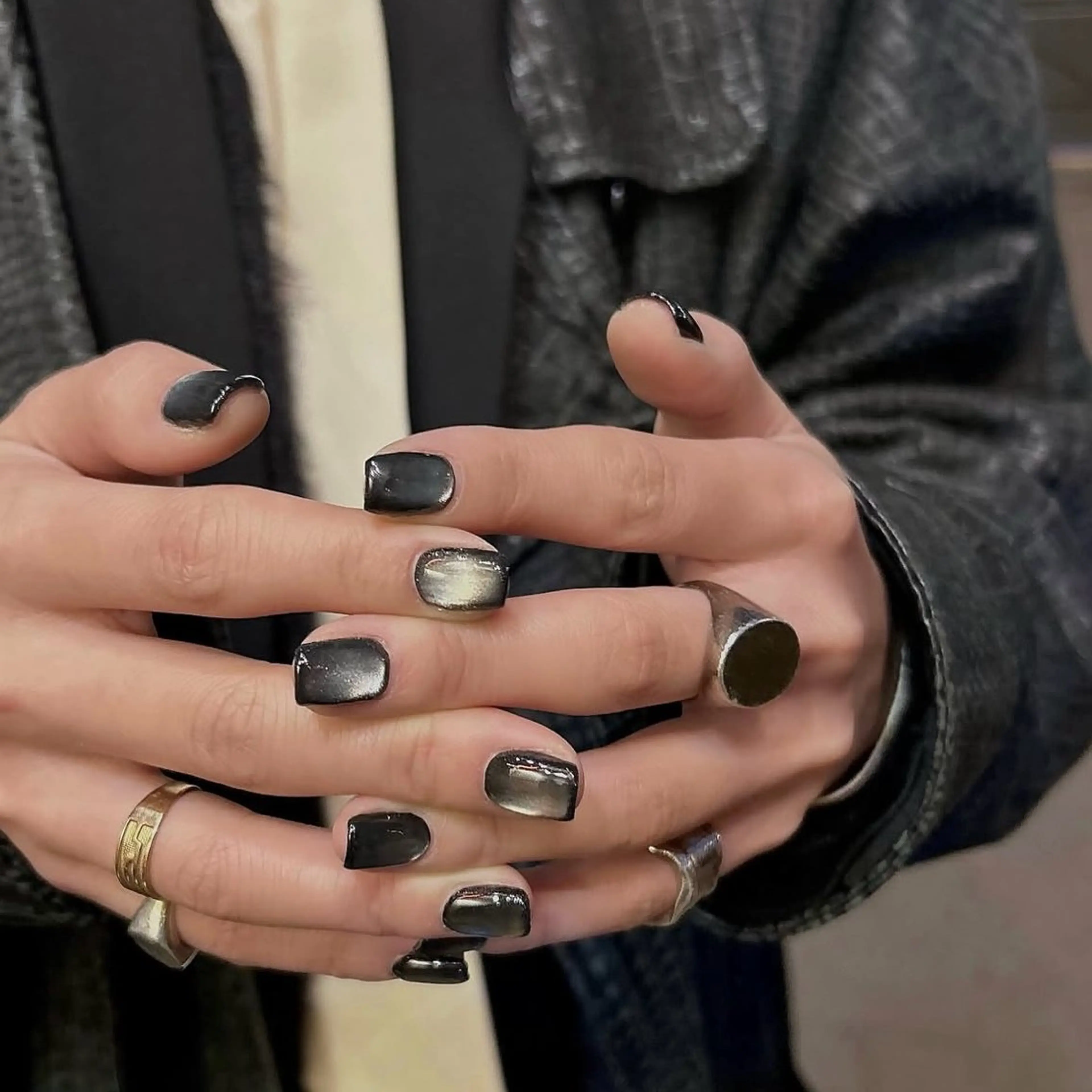 ネイル カジュアル マグネットネイル ニュアンスネイル ワンカラーネイル シンプルネイル PU＋ON. nail works所属・Jr.nailist ayaのネイルデザイン