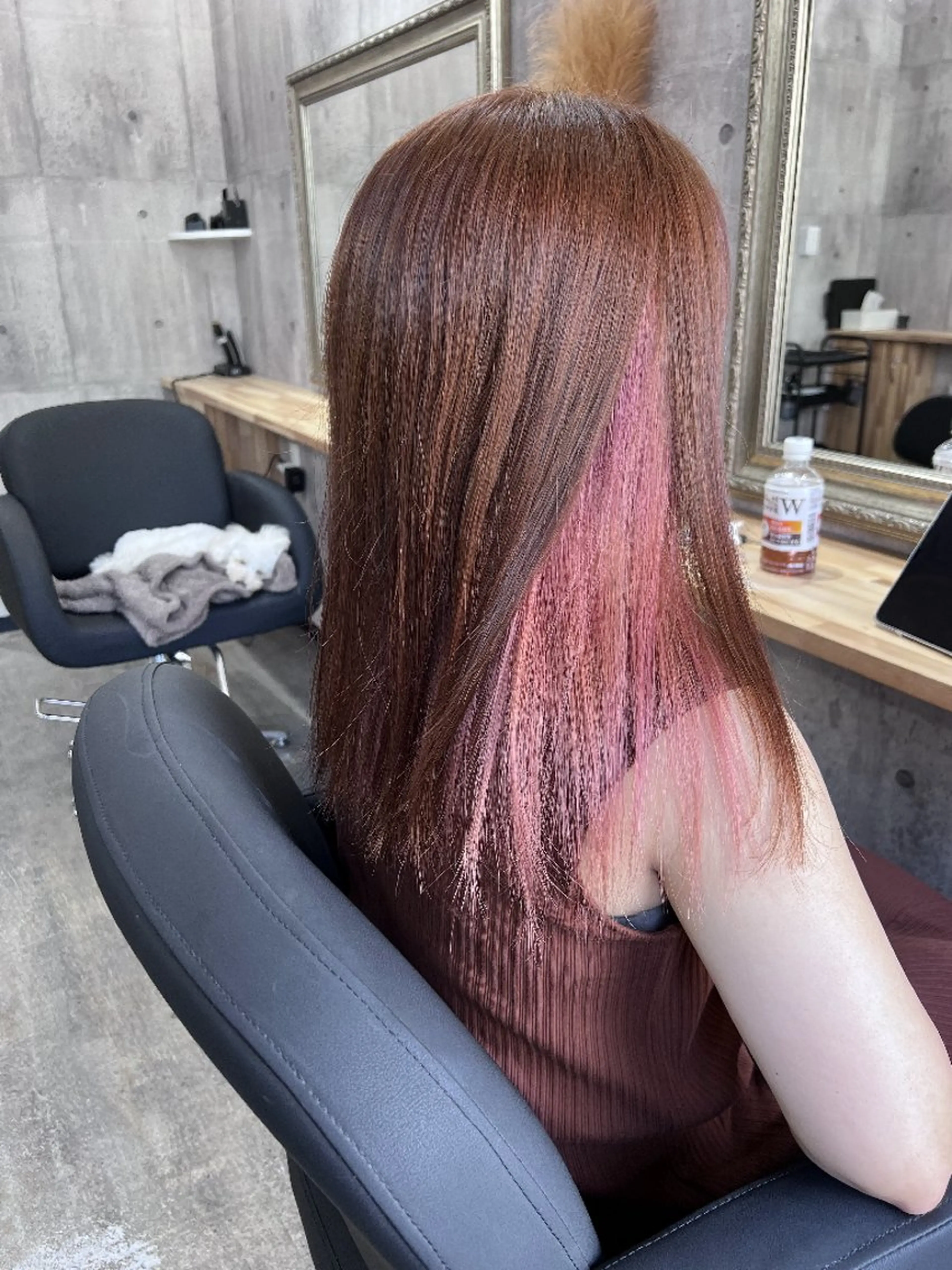 ミディアム サニーサイド大名 ダブルカラー髪質改善のヘアスタイル