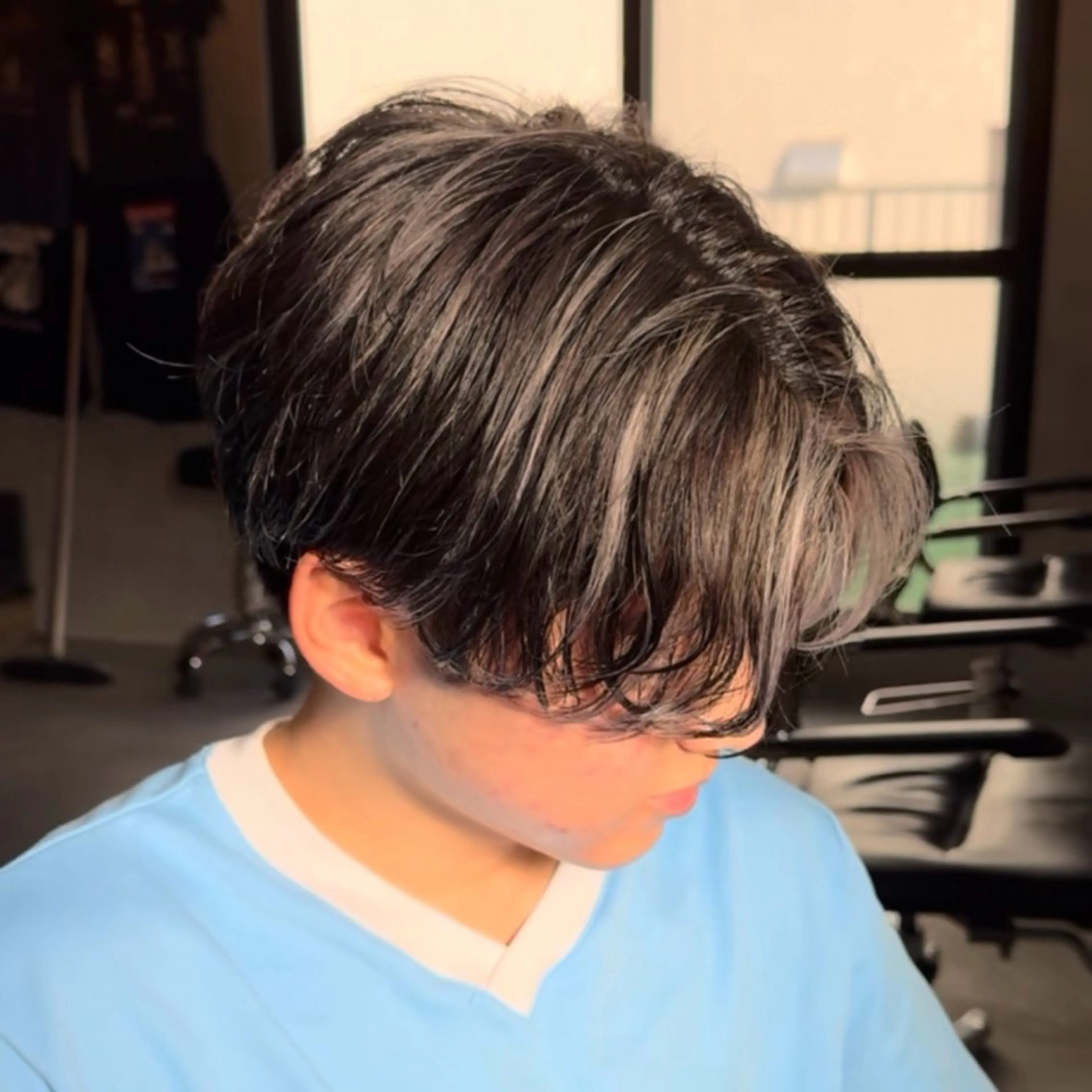 ミディアム カラー メンズ カット メンズパーマ/ メッシュ😎タクミのヘアスタイル