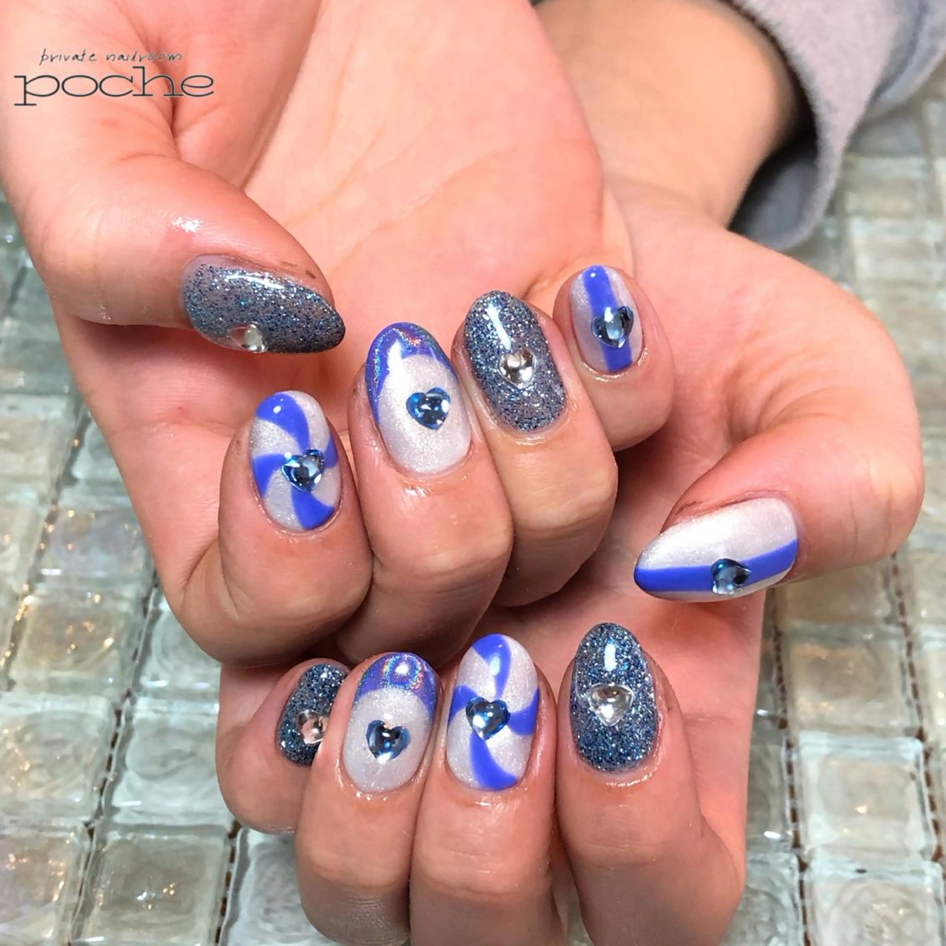 ネイル ブルー ハンドネイル 工藤 理恵のネイルデザイン