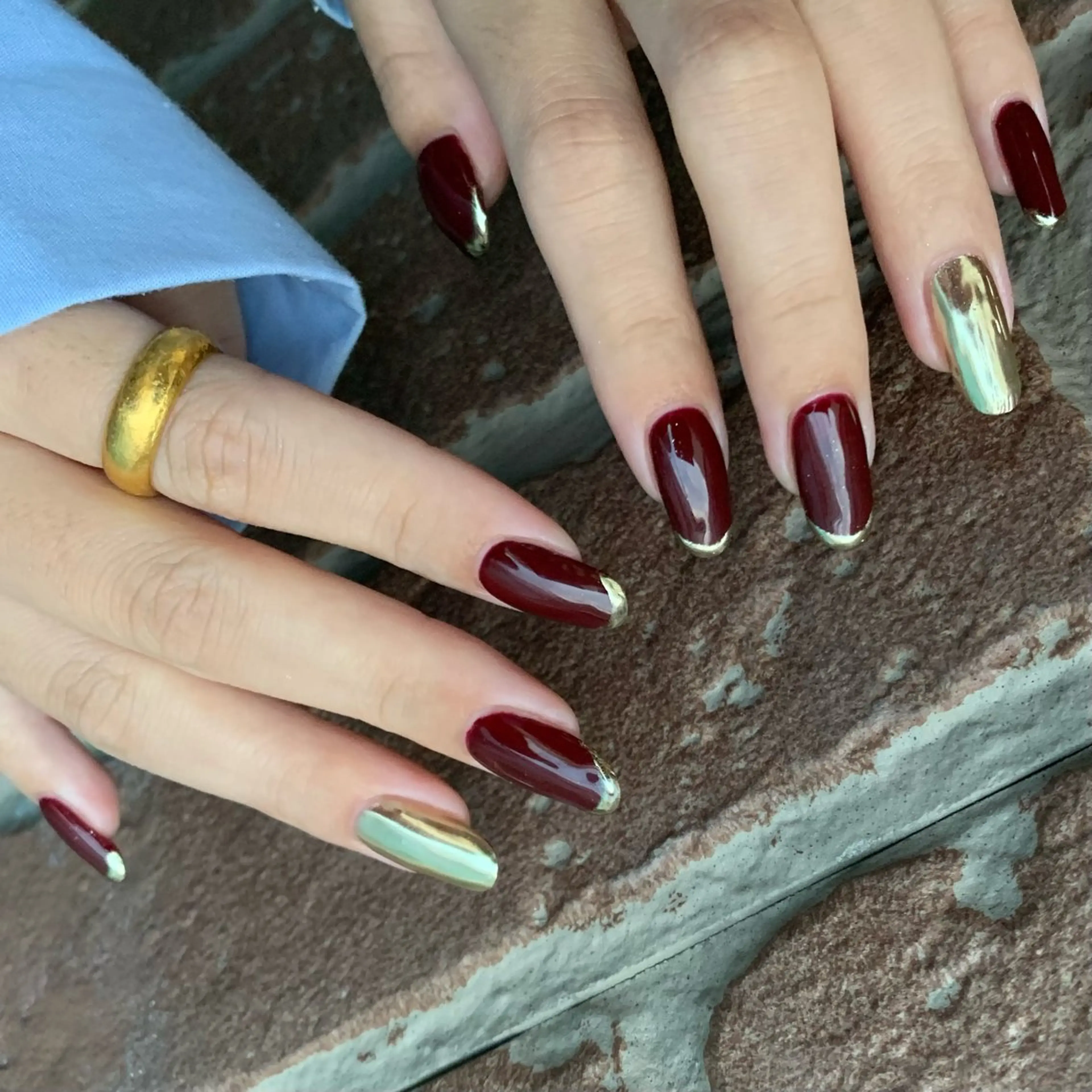 ネイル フレンチネイル ミラーネイル ハンドネイル YUKIMO🍎名駅 /ニュアンスのネイルデザイン