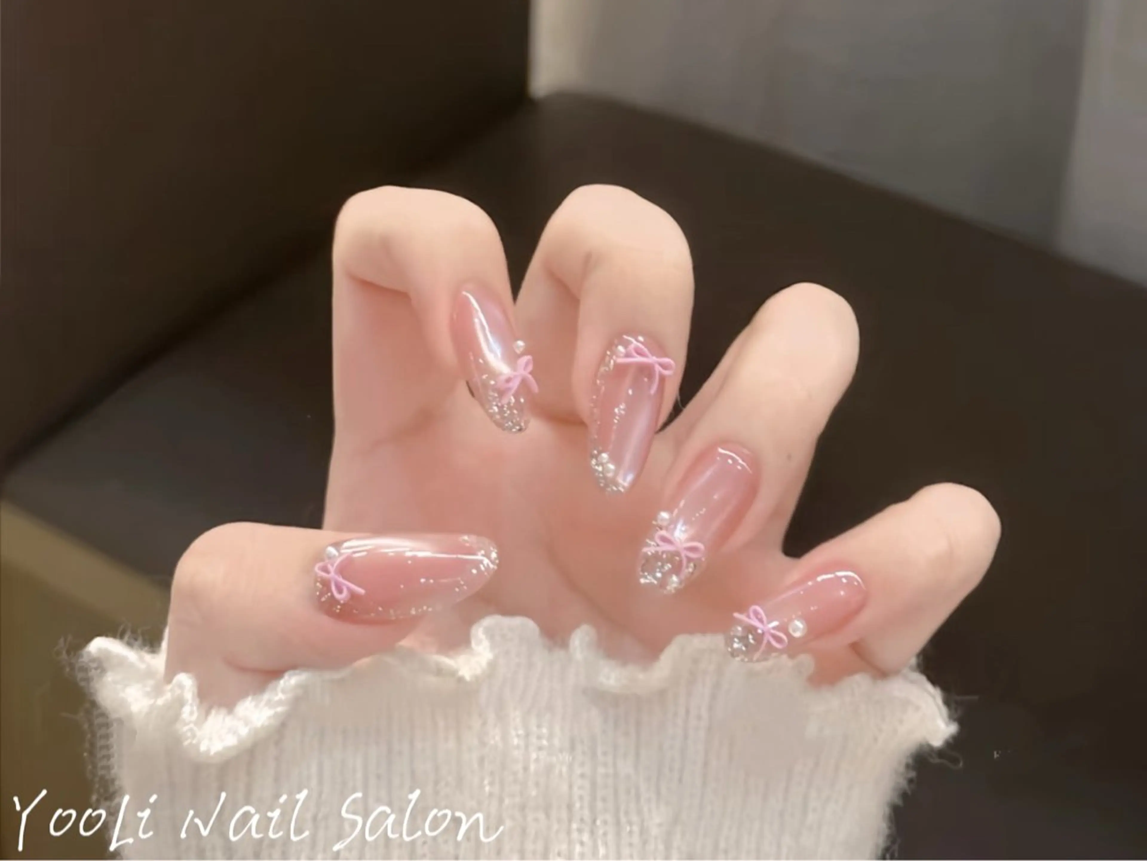 ネイル アートネイル オーロラネイル チークネイル フレンチネイル ガラスフレンチ ハンドネイル 🎀🎀YooLi Nail Salonのネイルデザイン