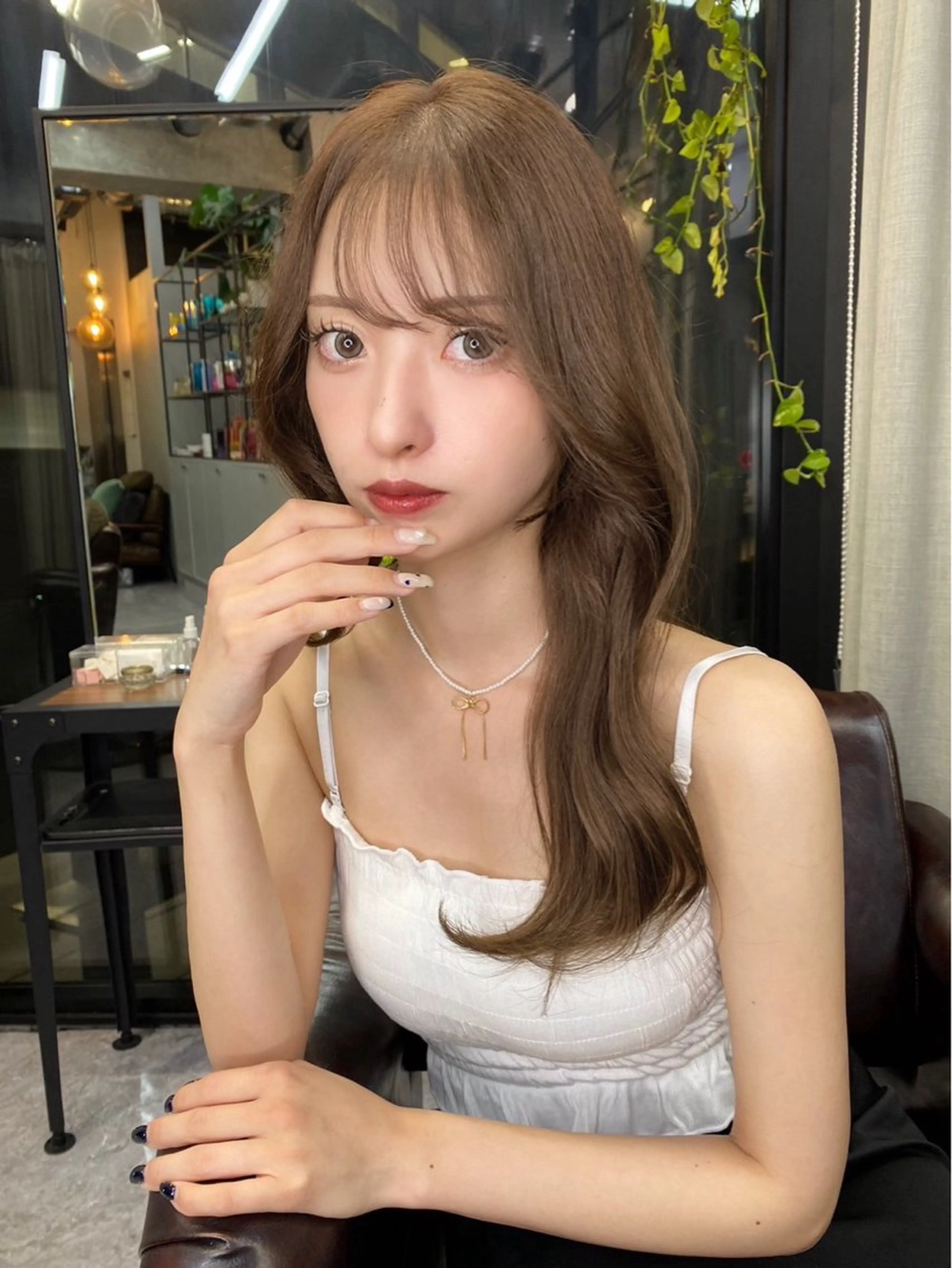 ロング カラー ブリーチ ケアカラー 透明感カラー ブリーチなしカラー 髪質改善 韓国/ワンホンヘア 髪質改善/MaCoのヘアスタイル