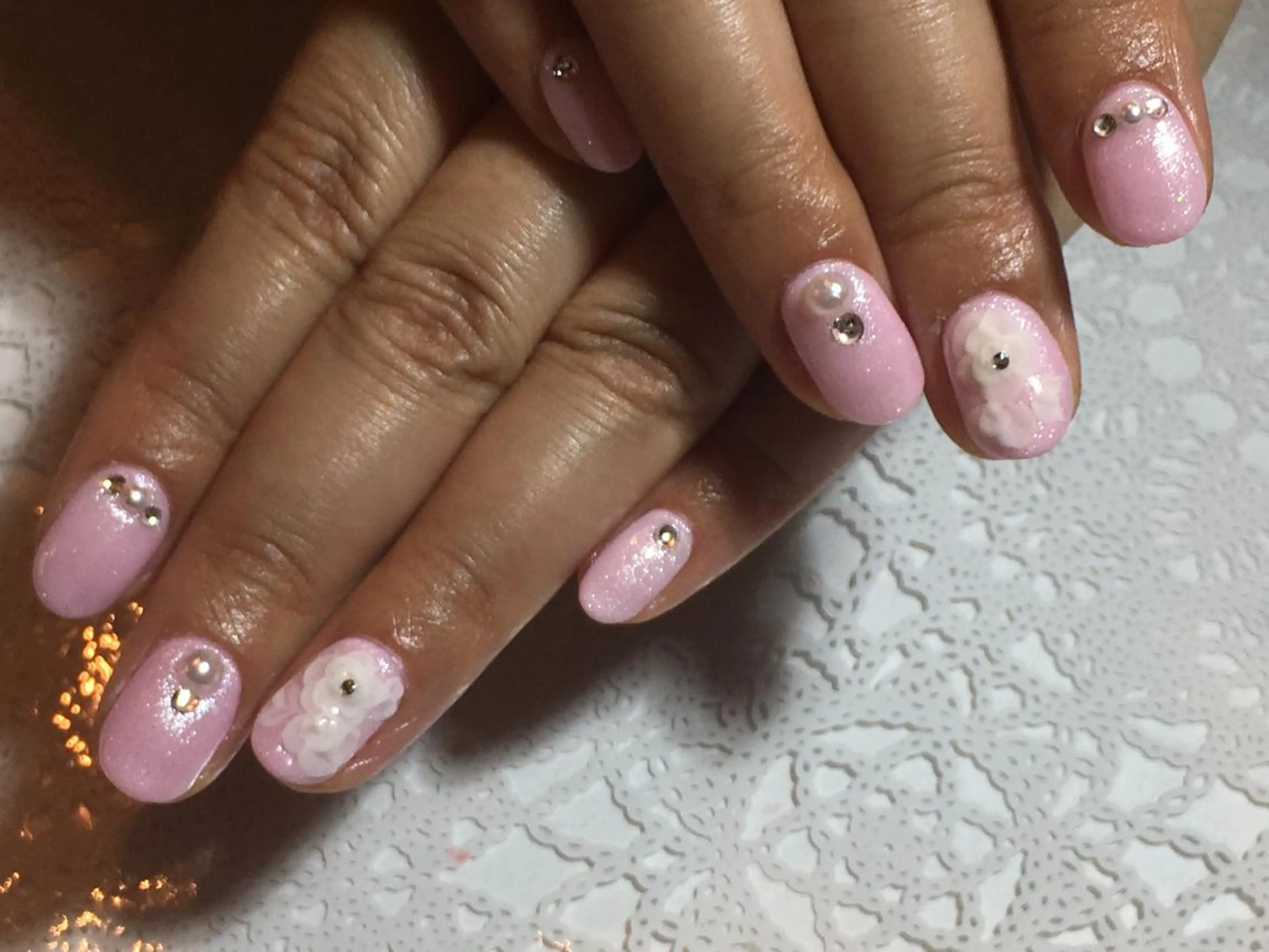 ネイル ピンク ブライダルネイル 古川 里美のネイルデザイン