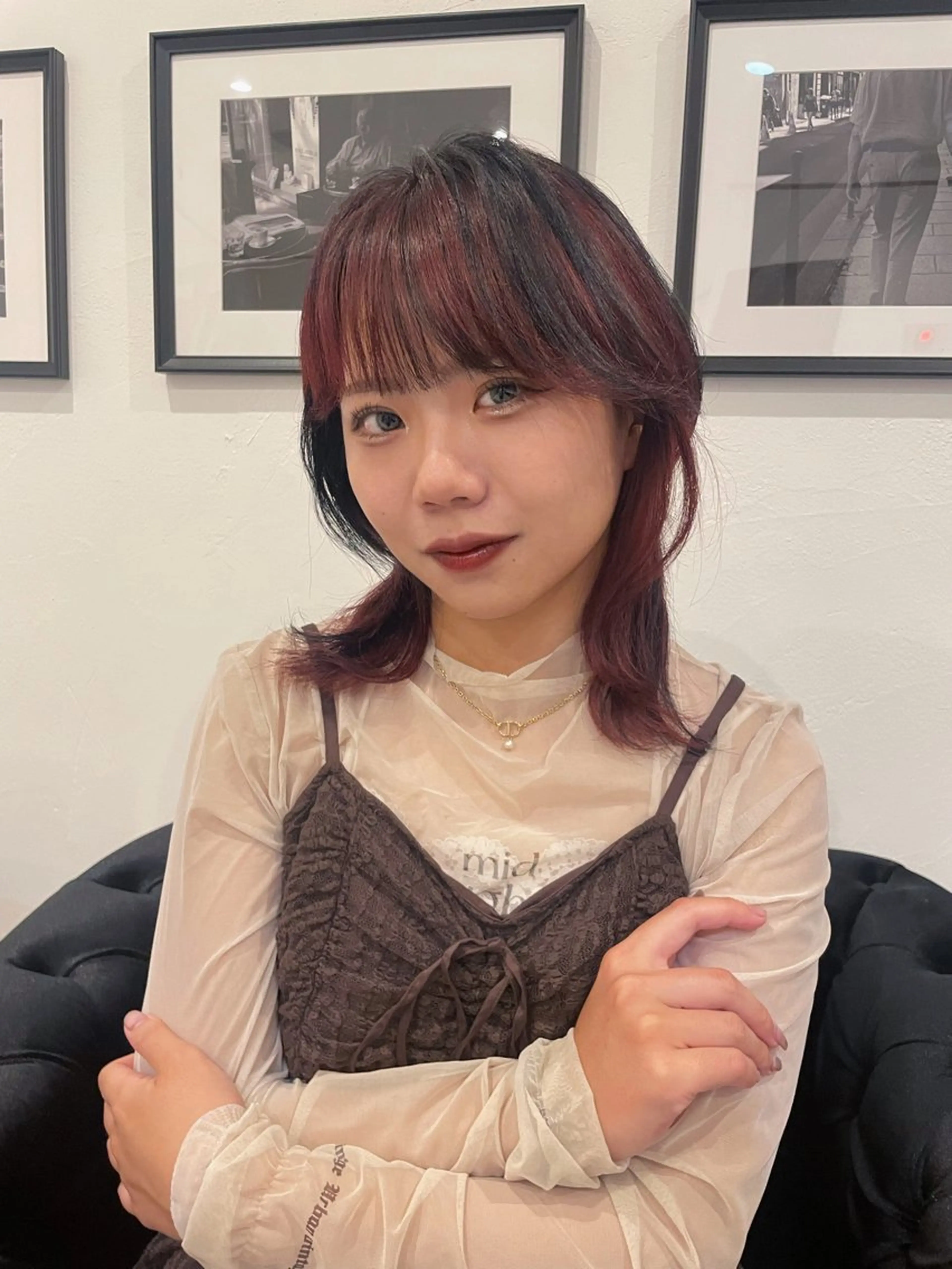 ミディアム カラー ブリーチ 透明感カラー デザインカラー ダブルカラー ハイトーンカラー ヘアカラー ひなた 艶カラー/渋谷のヘアスタイル