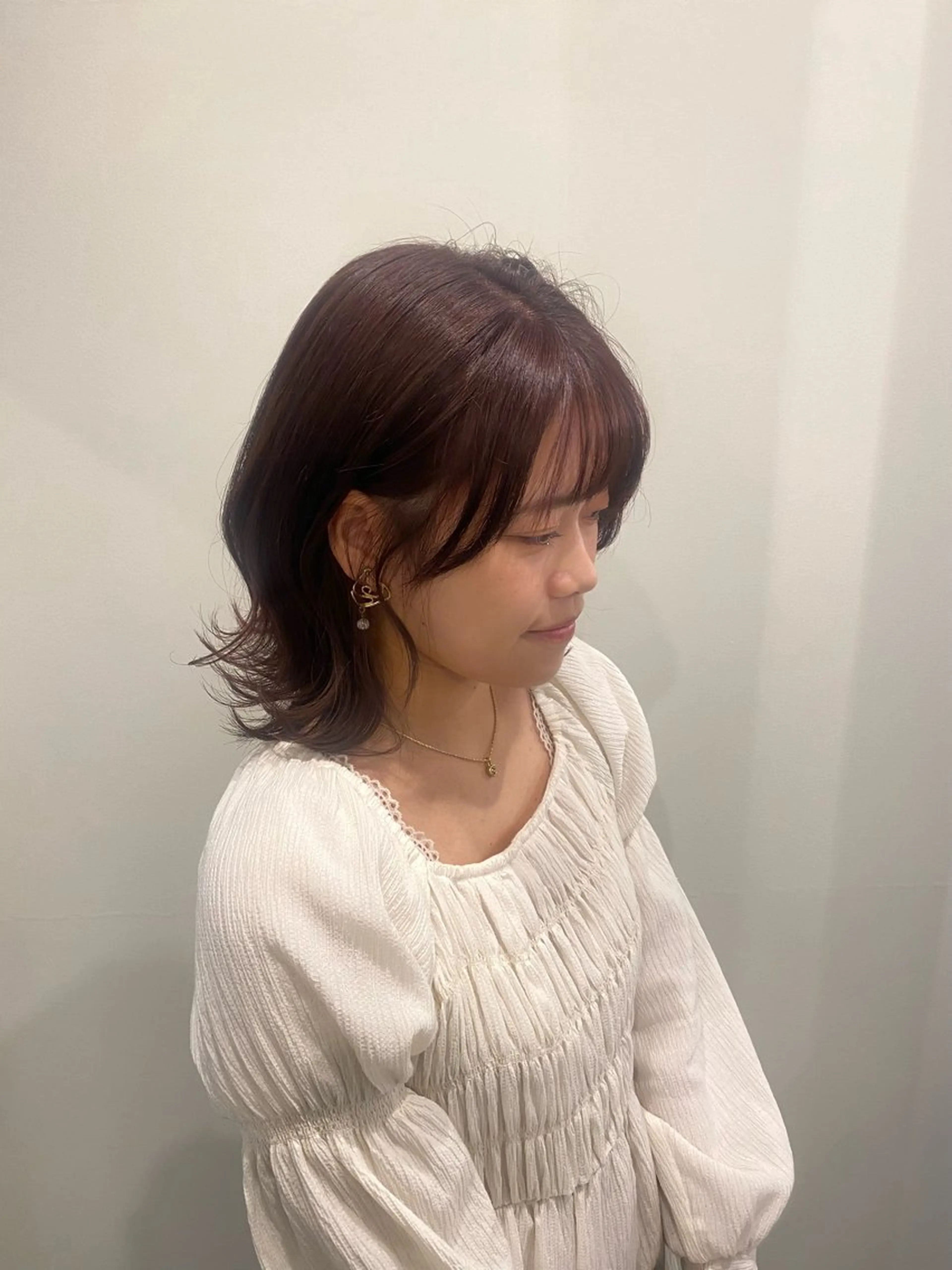 ミディアム カラー サイドバング 小顔カット カット ヘアカラー トリートメント 🍑 モモカ🍑のヘアスタイル