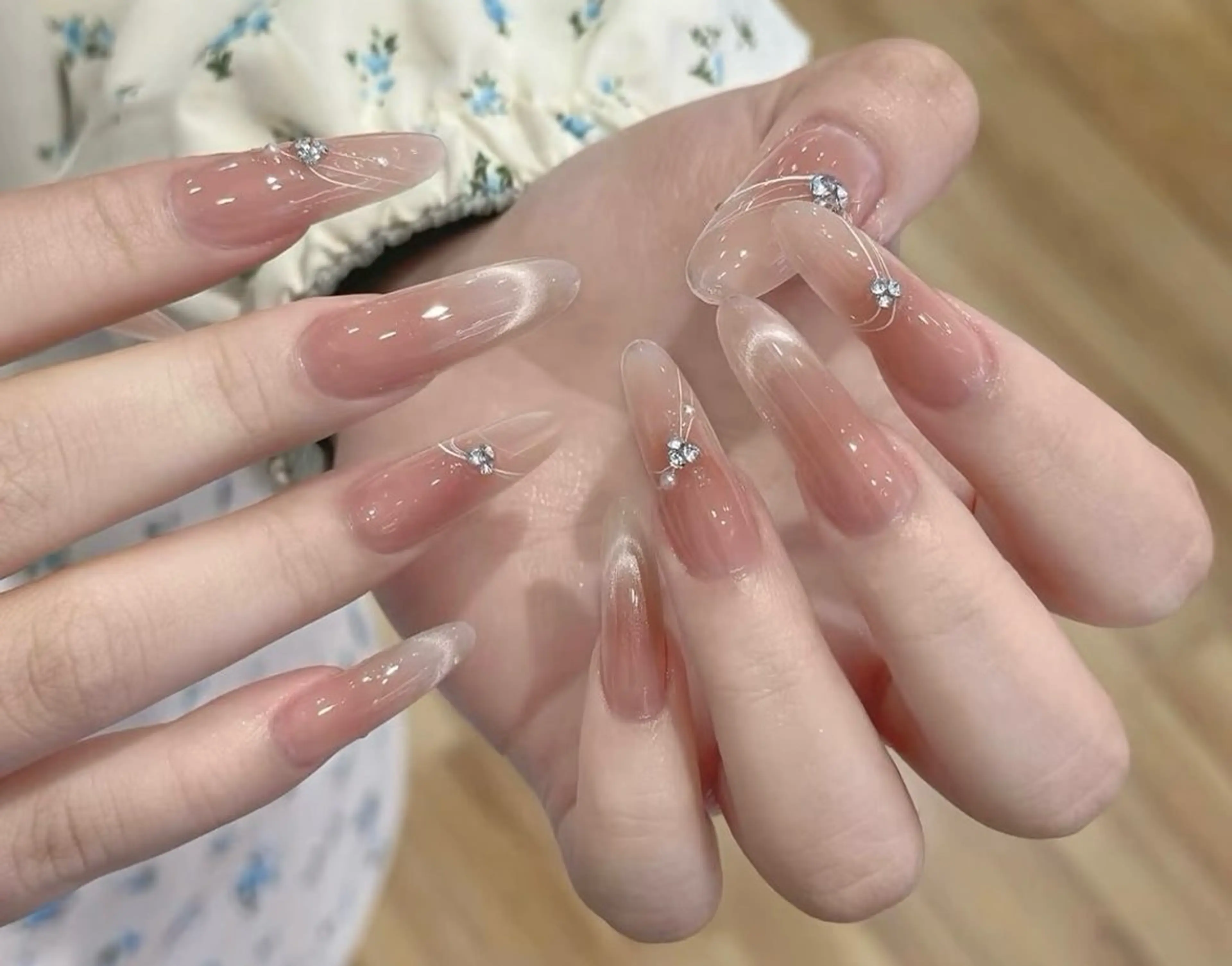 ネイル チークネイル 長さ出し フレンチネイル ガーリー 韓国ネイル sun nail池袋 モデル募集のネイルデザイン