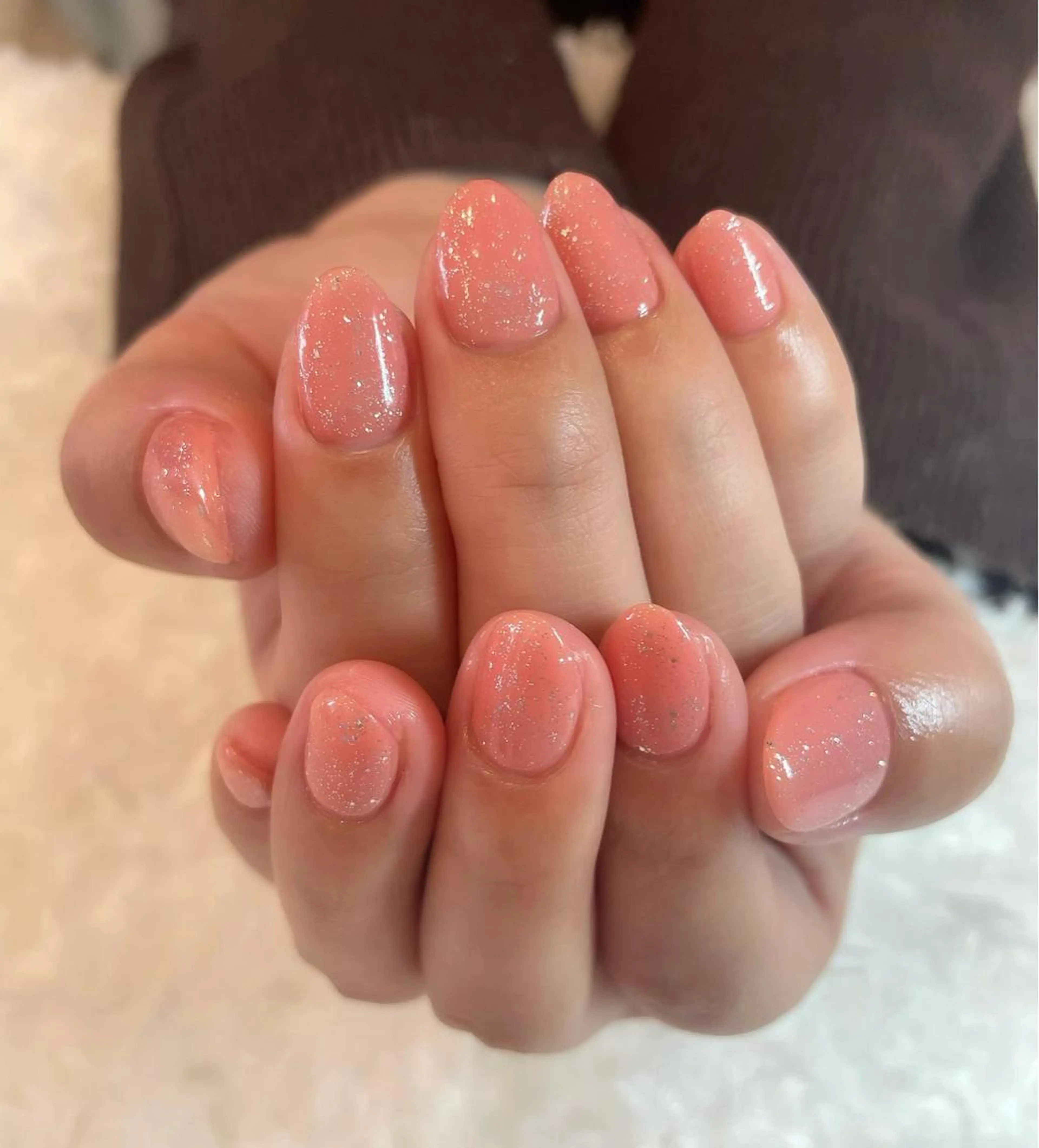 ネイル ラメ(グリッター) ワンカラーネイル 春ネイル ささき れいなのネイルデザイン