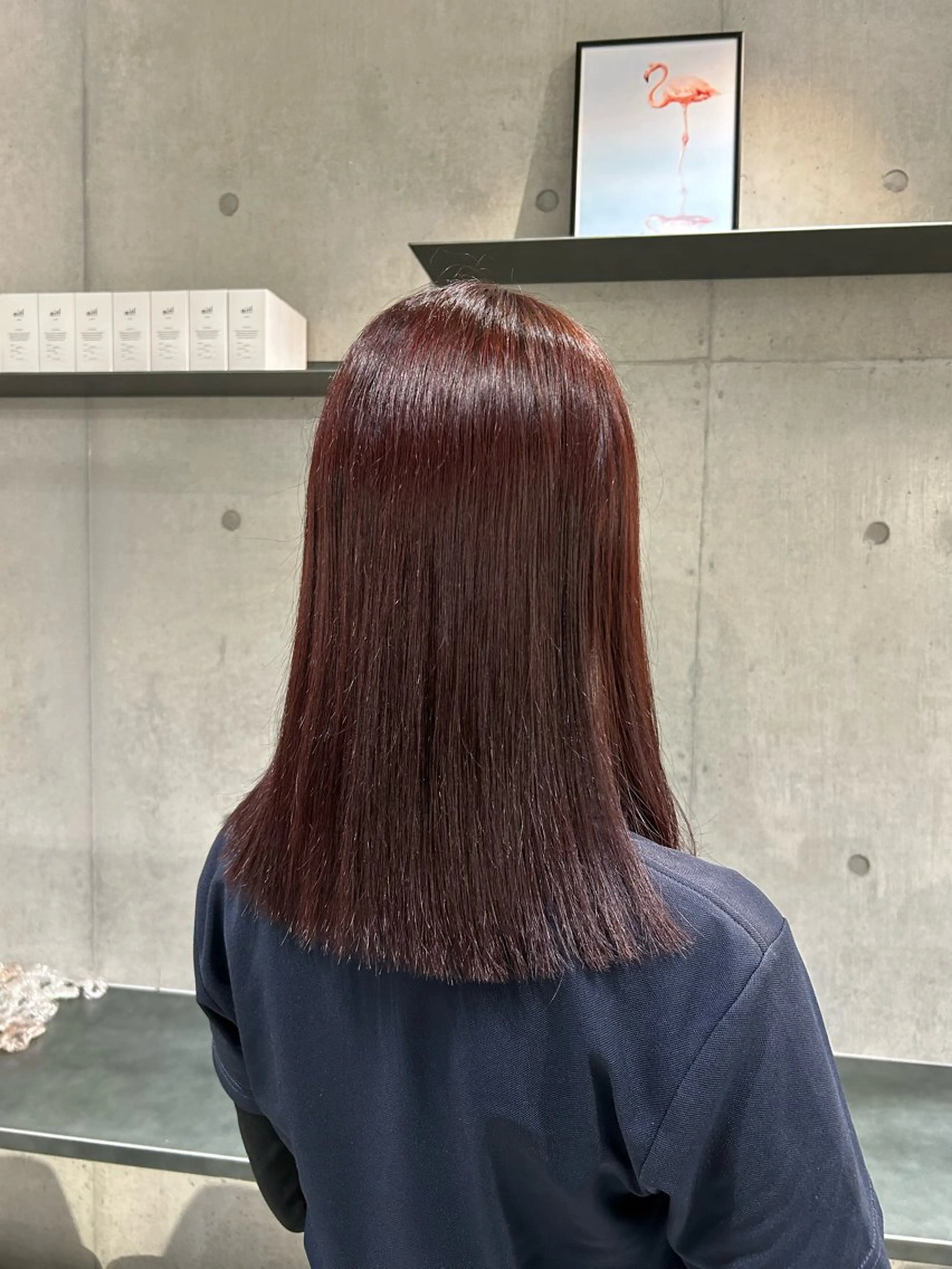 ミディアム カラー ヘアアレンジ カット ヘアカラー トリートメント ボブ艶モテカラー🫧 カリンのヘアスタイル