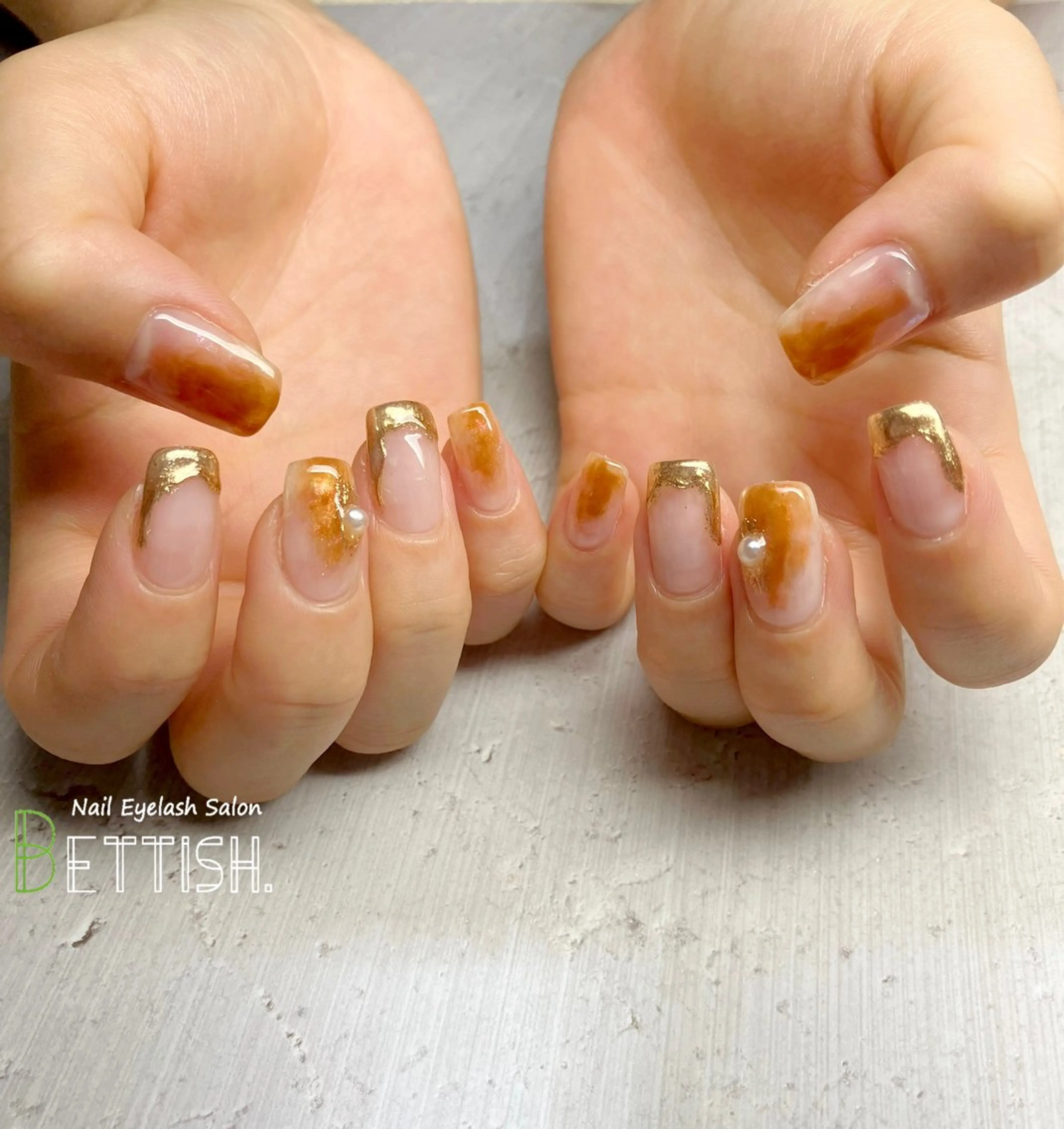 ネイル ブラウン オレンジ ハンドネイル BETTISH. KUMIKO☺︎︎のネイルデザイン