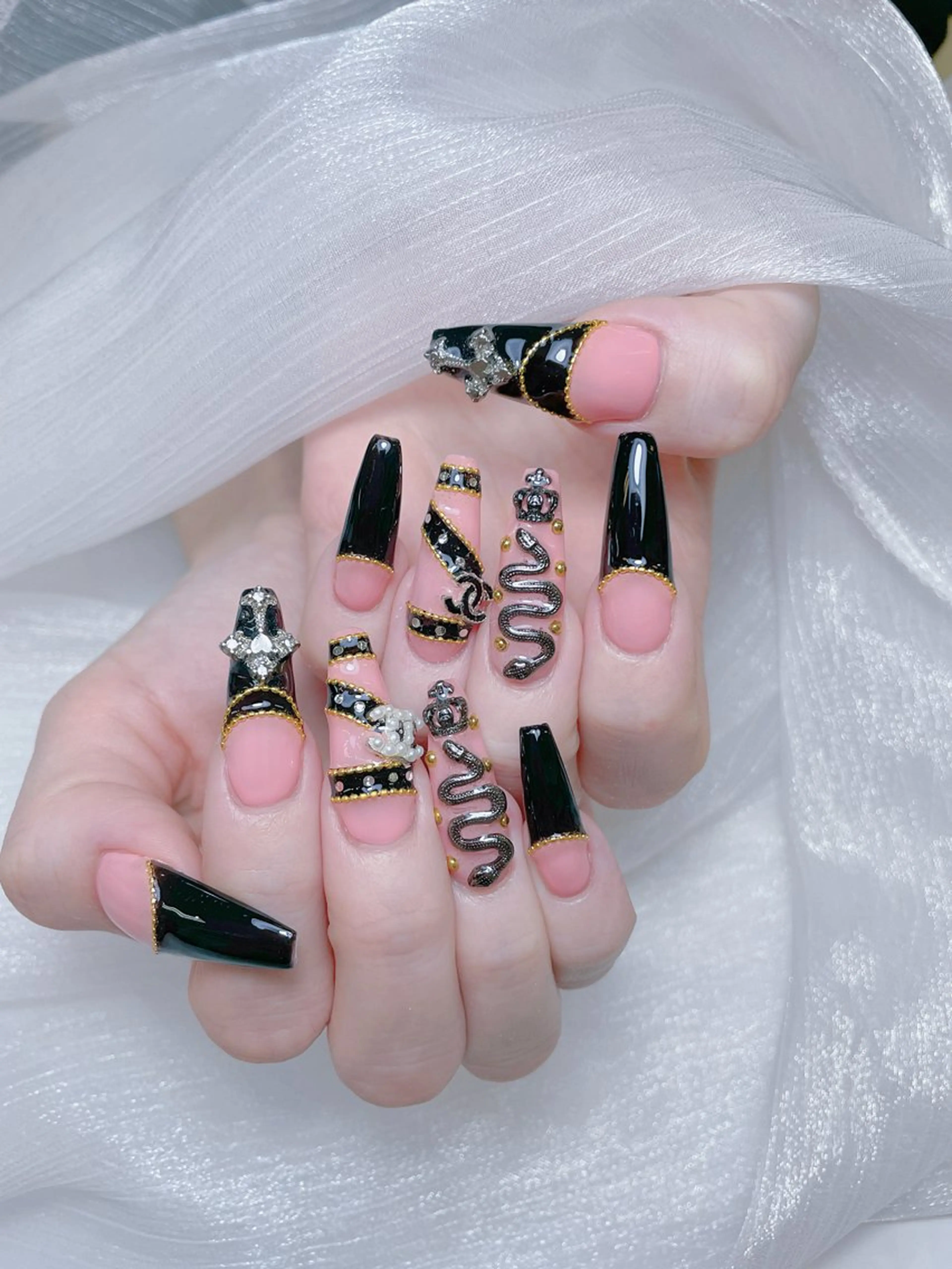 ネイル ジェルネイル ロングネイル 大理石ネイル(マーブル) スカルプネイル 春ネイル ハンドネイル NailPrincess所属・princess スカルプ専門店のネイルデザイン