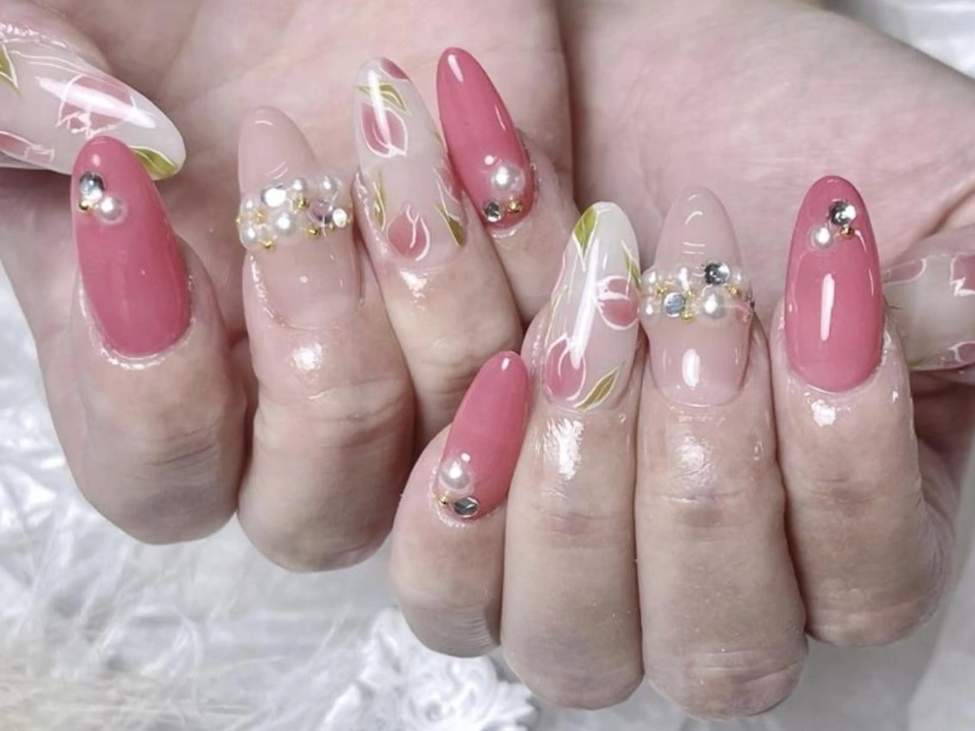 メンズ ネイル アートネイル フレンチネイル ジェルネイル キラキラネイル パラジェル Bloom kabukiのネイルデザイン