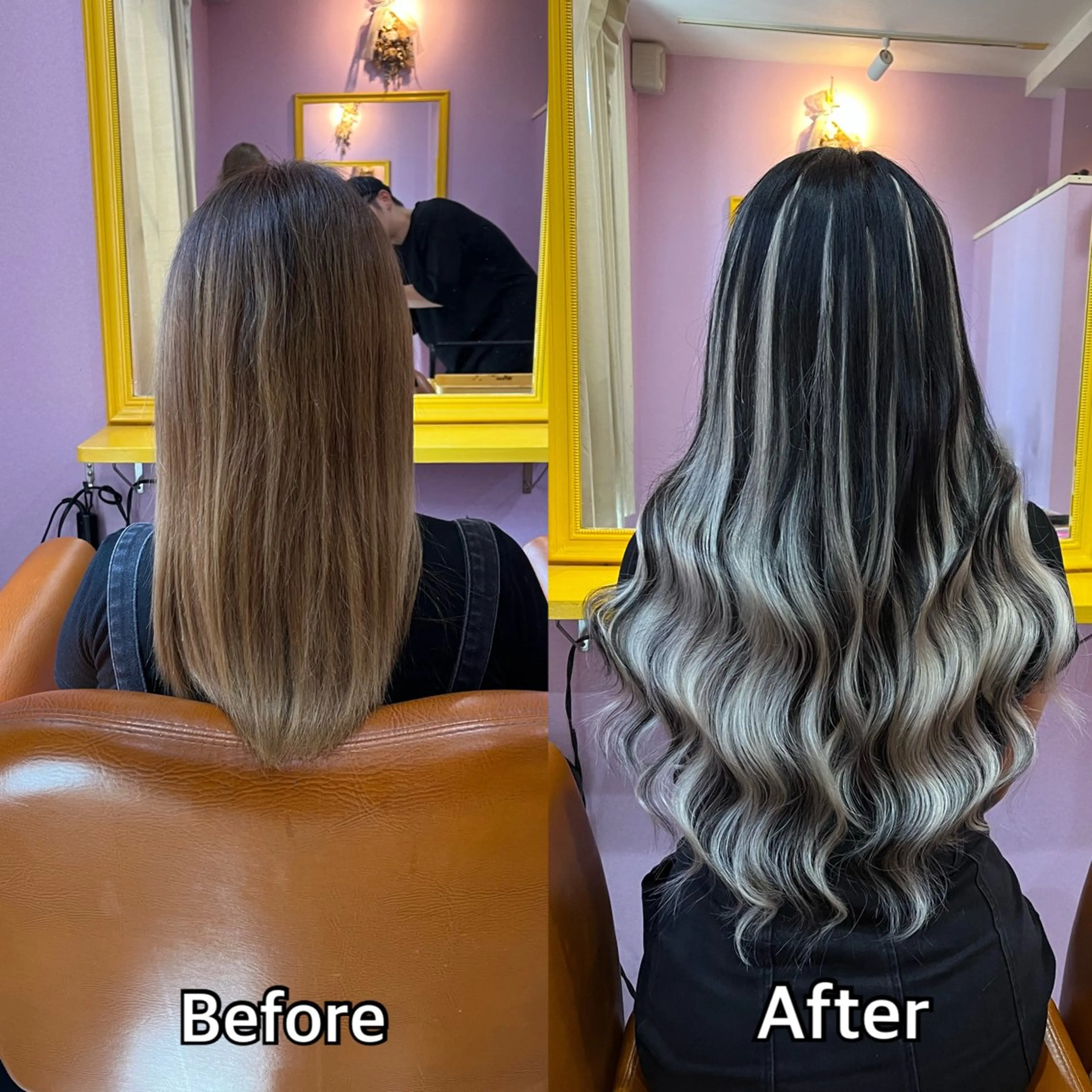 ロング シール＋ちび編み込み エクステ梅田🐨のヘアスタイル