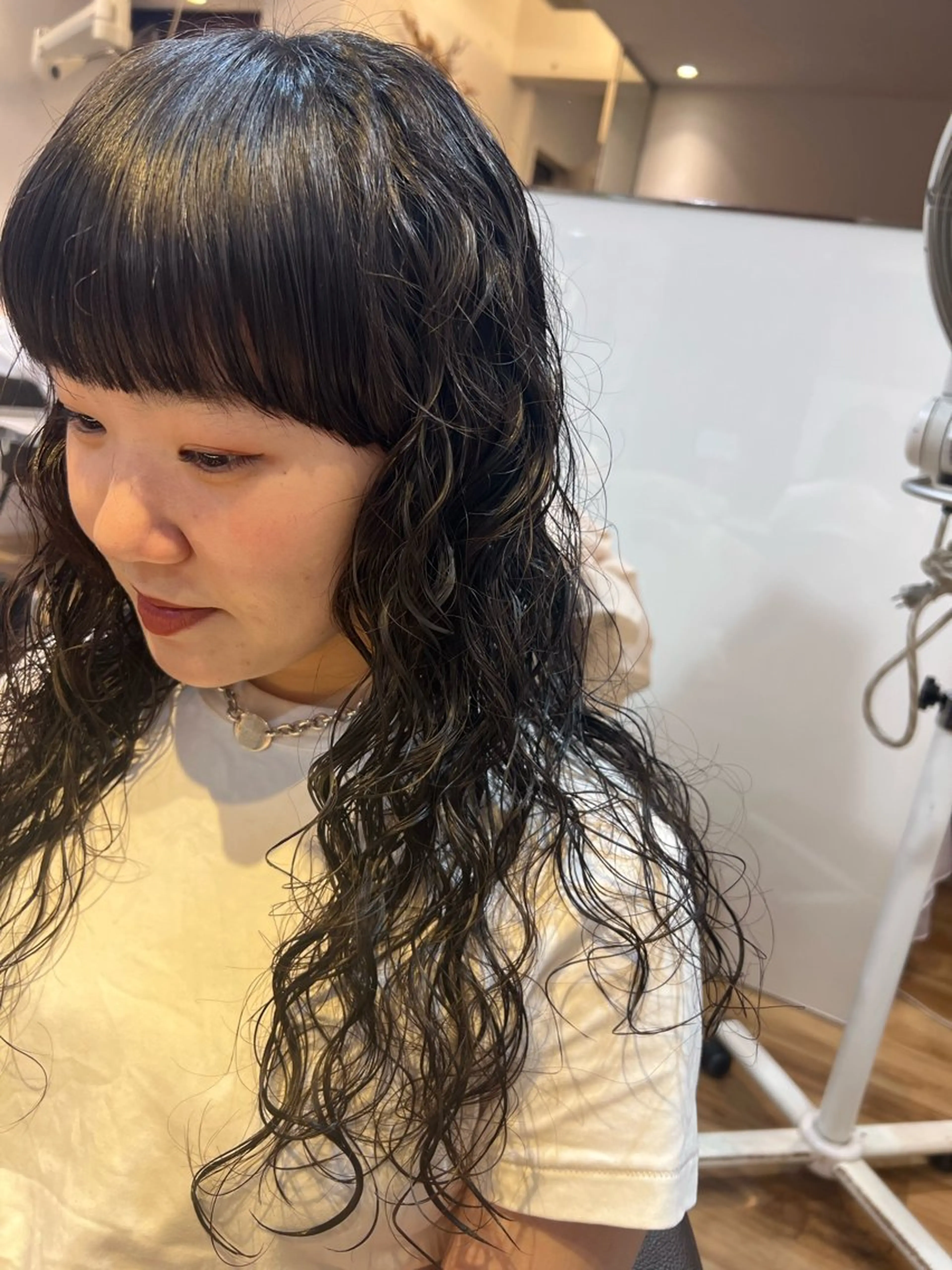 ロング パーマ カット パーマ しみず さくら🌸のヘアスタイル