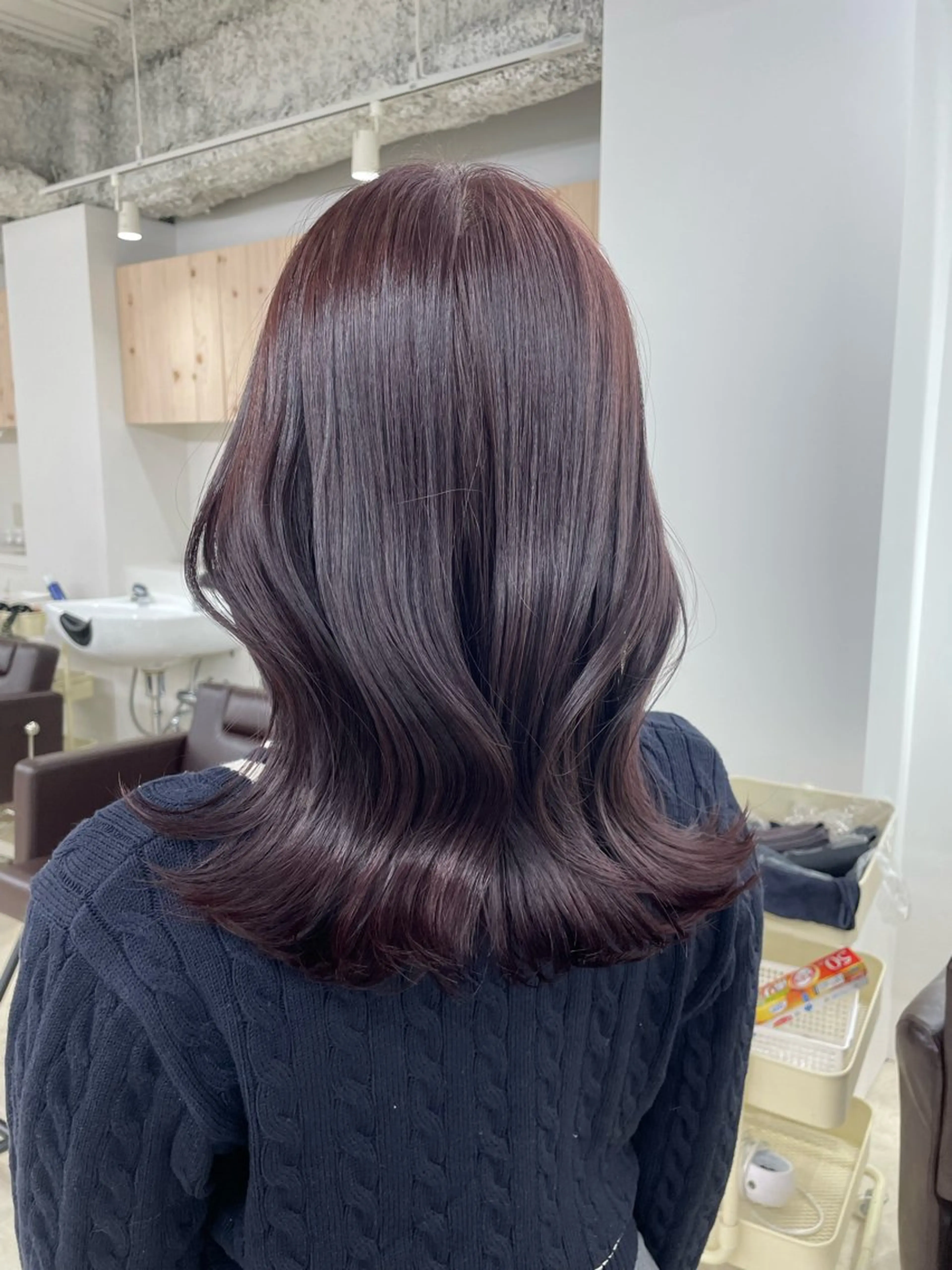 セミロング カラー カット ヘアカラー トリートメント ヘアセット 新宿/韓国ヘア/ 髪質改善ストレートのヘアスタイル