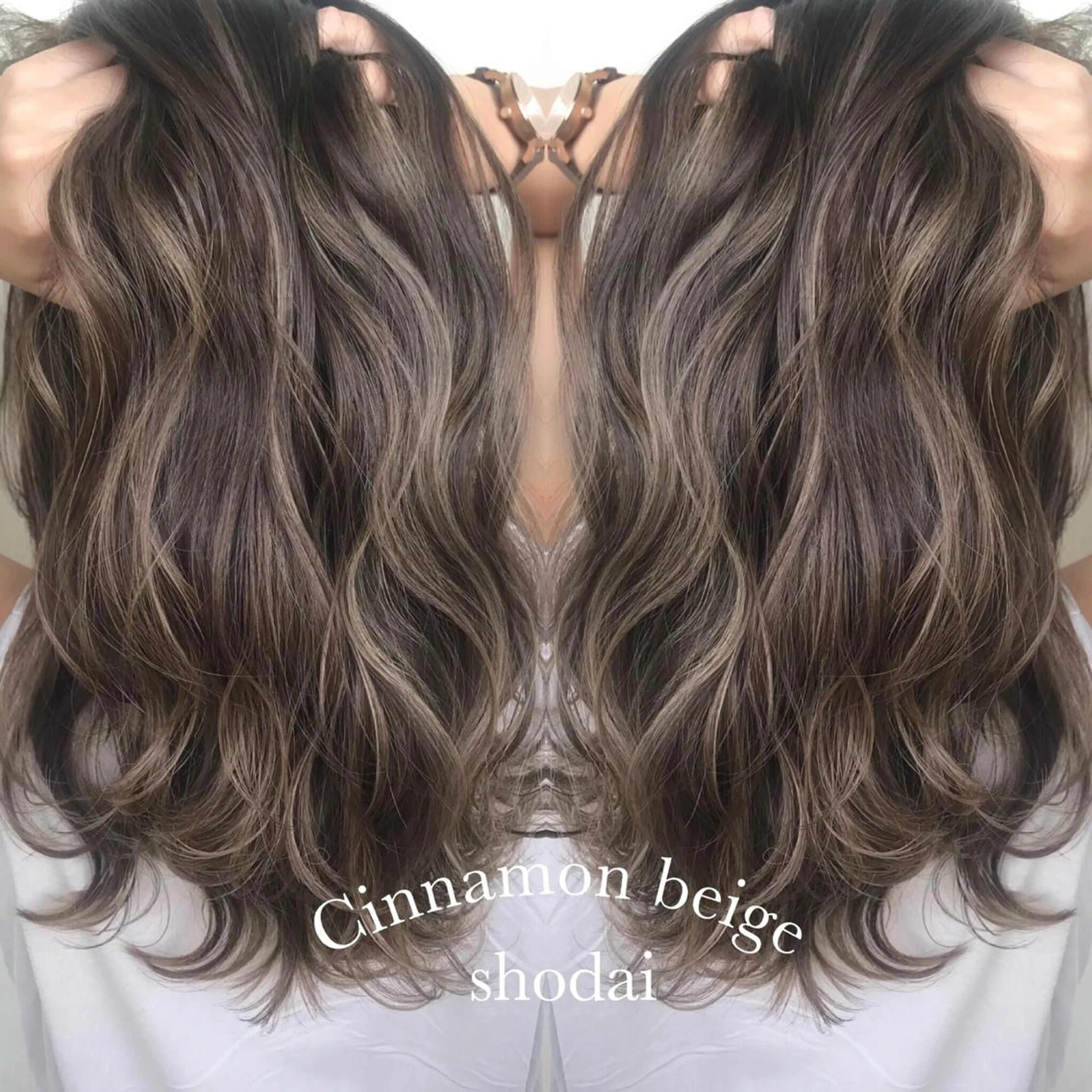 ロング カラー ハイライト、レイヤー カット/西梅田/中西のヘアスタイル