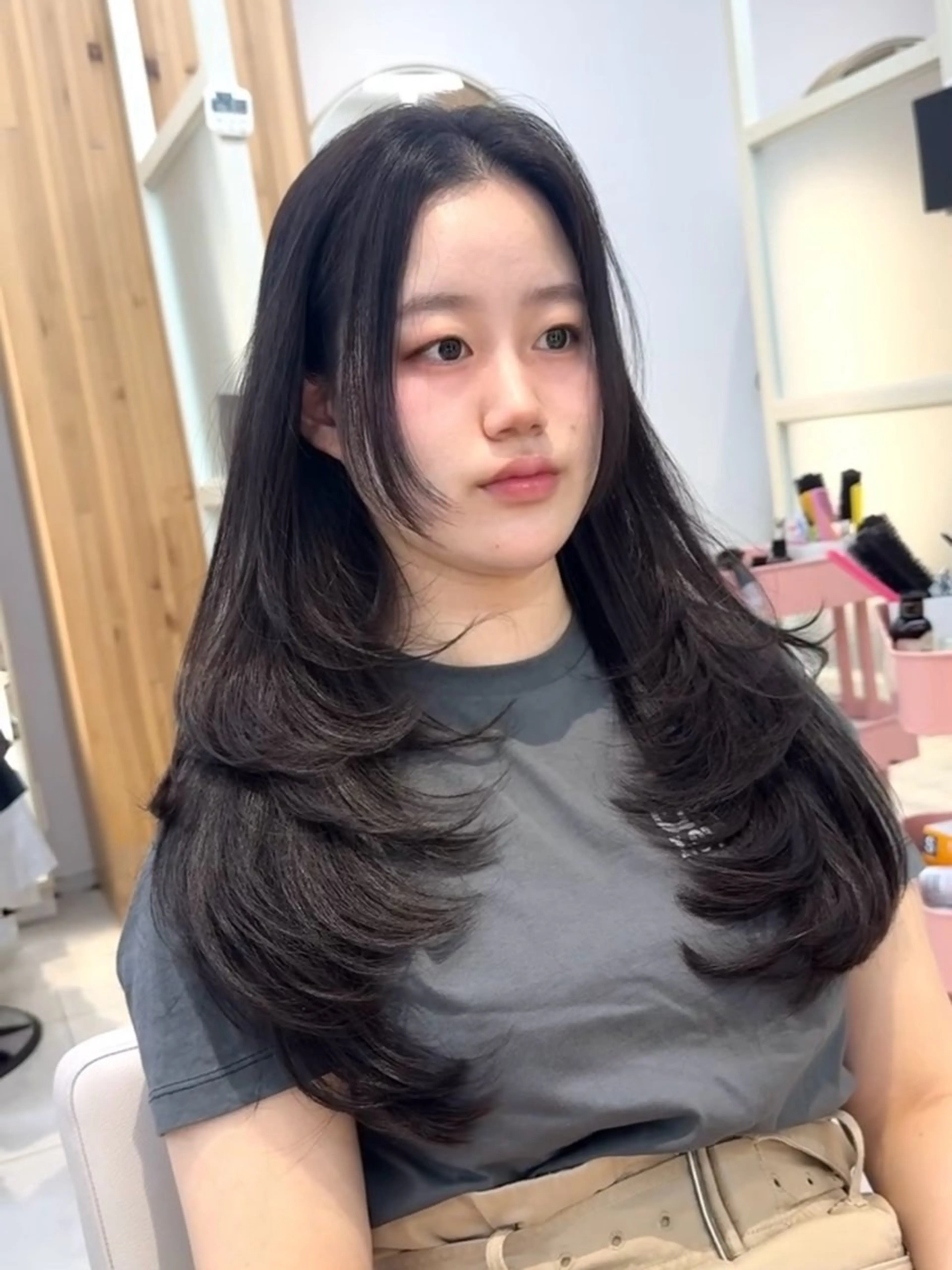 ロング カット ヘアカラー トリートメント 韓国くびれレイヤー 🇰🇷はづきのヘアスタイル