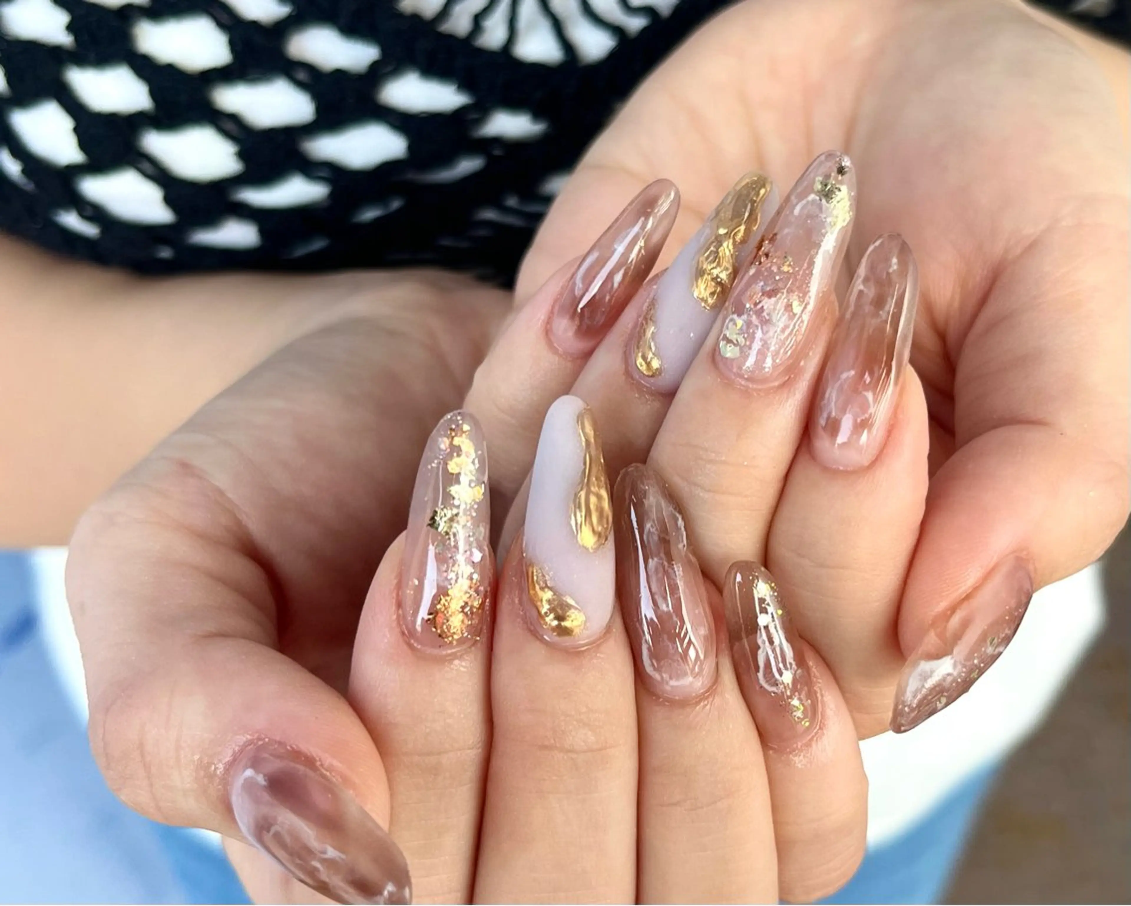 ネイル アートネイル ブラウン 長さ出し ラメ(グリッター) マットネイル Salute本店 🦋仲原里佳のネイルデザイン