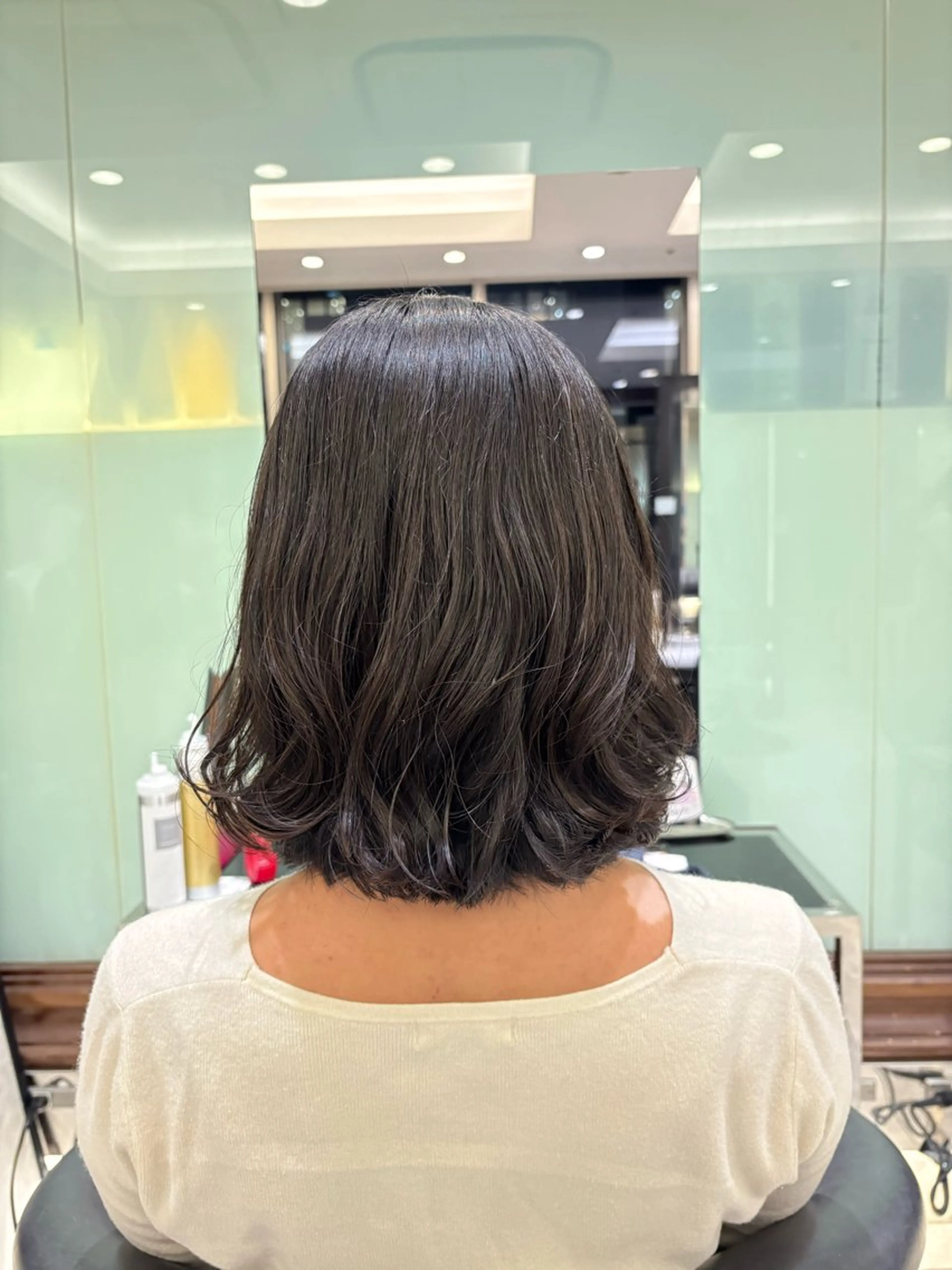 ミディアム パーマ カット パーマ 垢抜けヘア 韓国ヘア銀座近下菜央のヘアスタイル