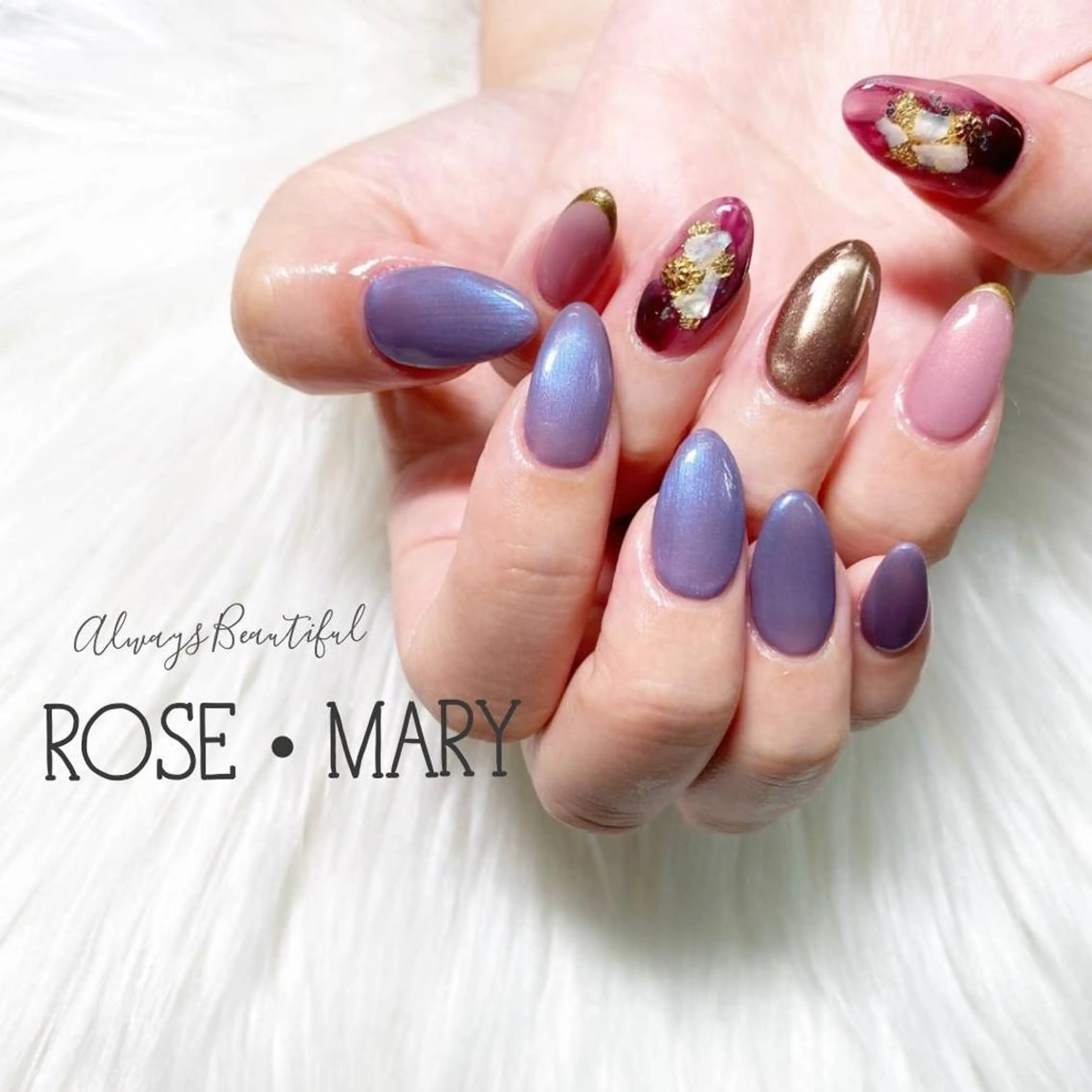 セミロング ネイル ROSE・ MARY 鈴木のネイルデザイン