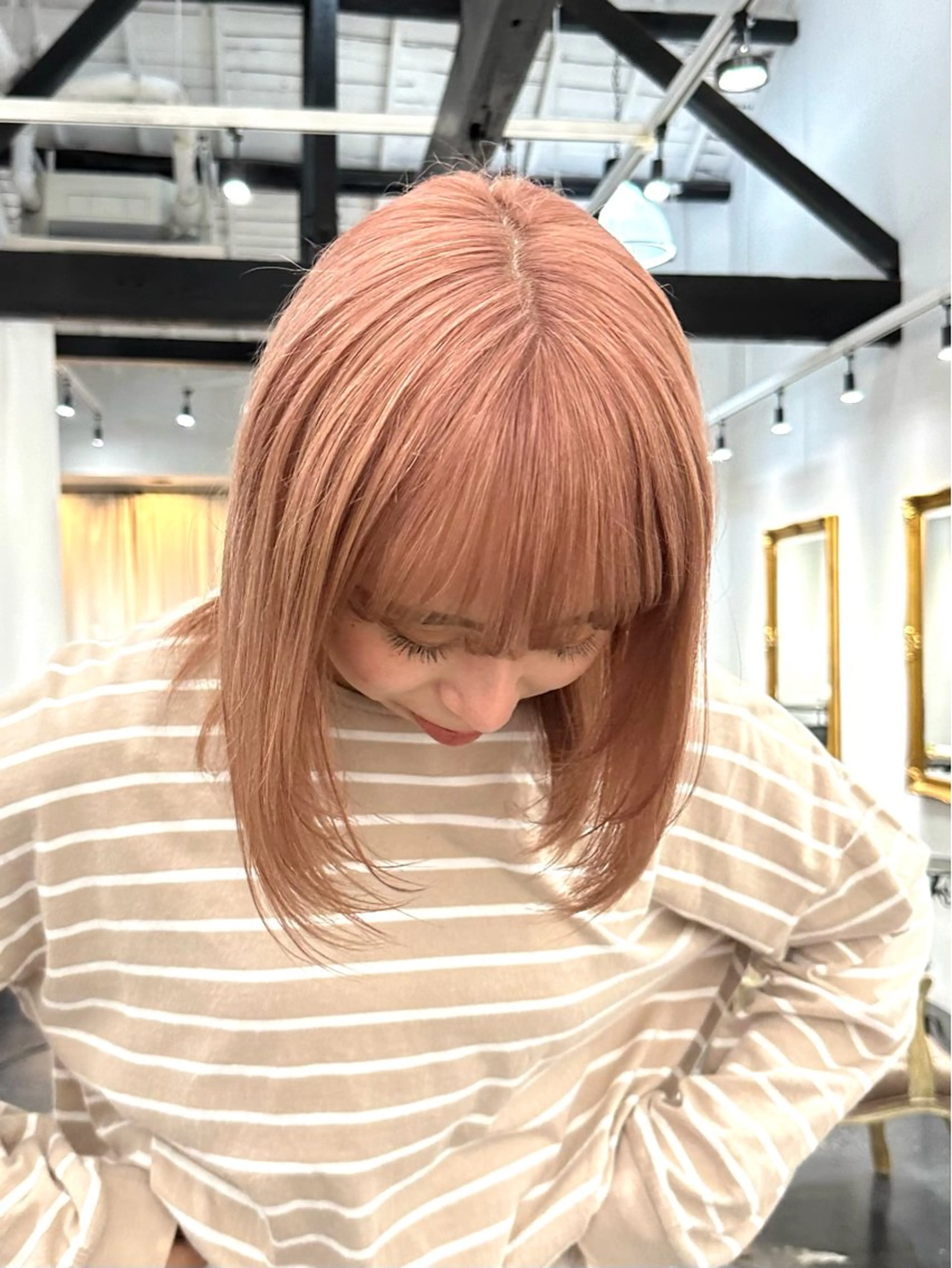 ミディアム カラー ベージュカラー ブリーチ オレンジ ピンクカラー REAL 心斎橋所属・ブリーチ/ベージュ /ピンク🦋ナツミのヘアスタイル