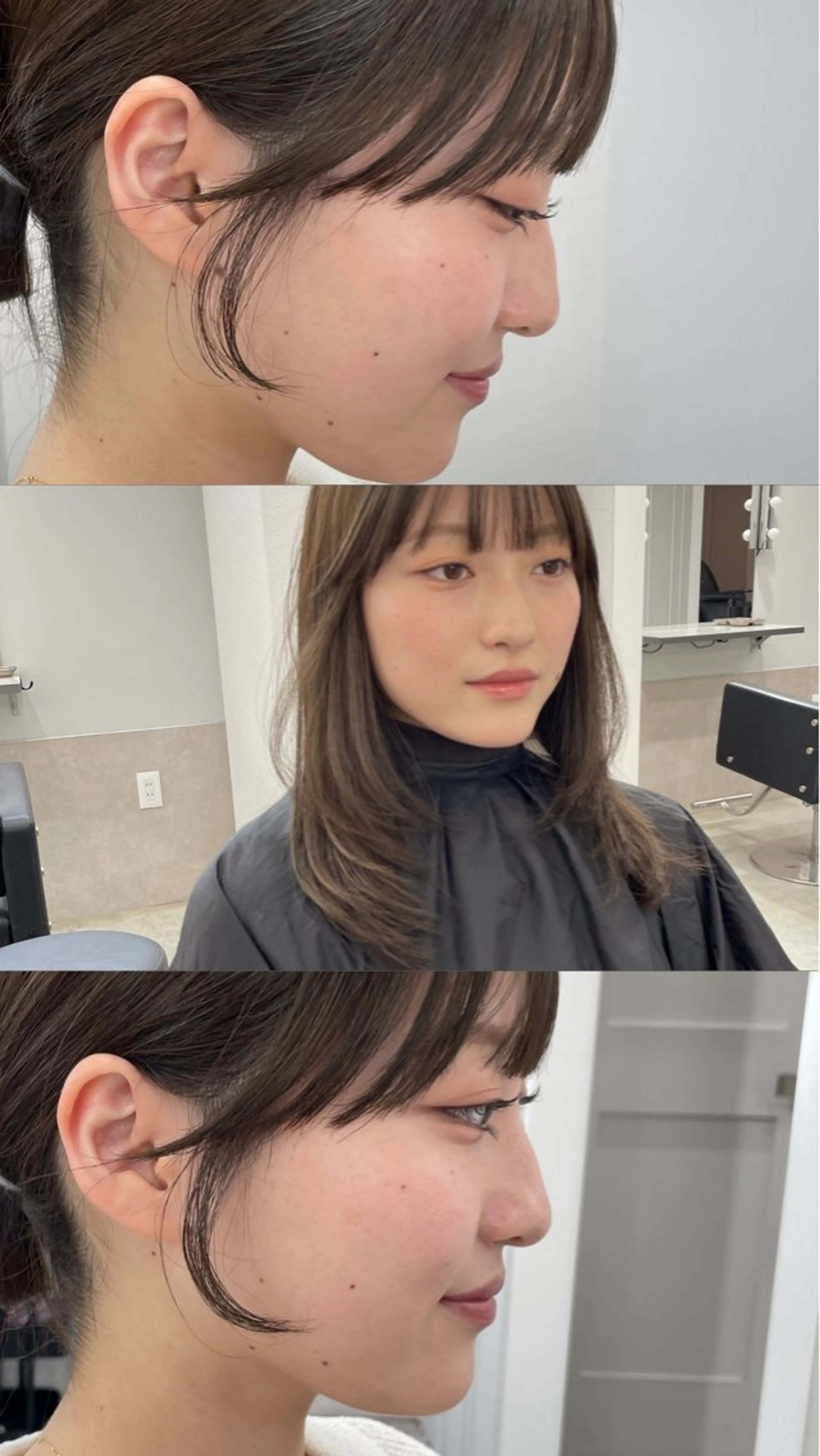 ミディアム 顔周りカット aoi🤎 透明感カラーのヘアスタイル