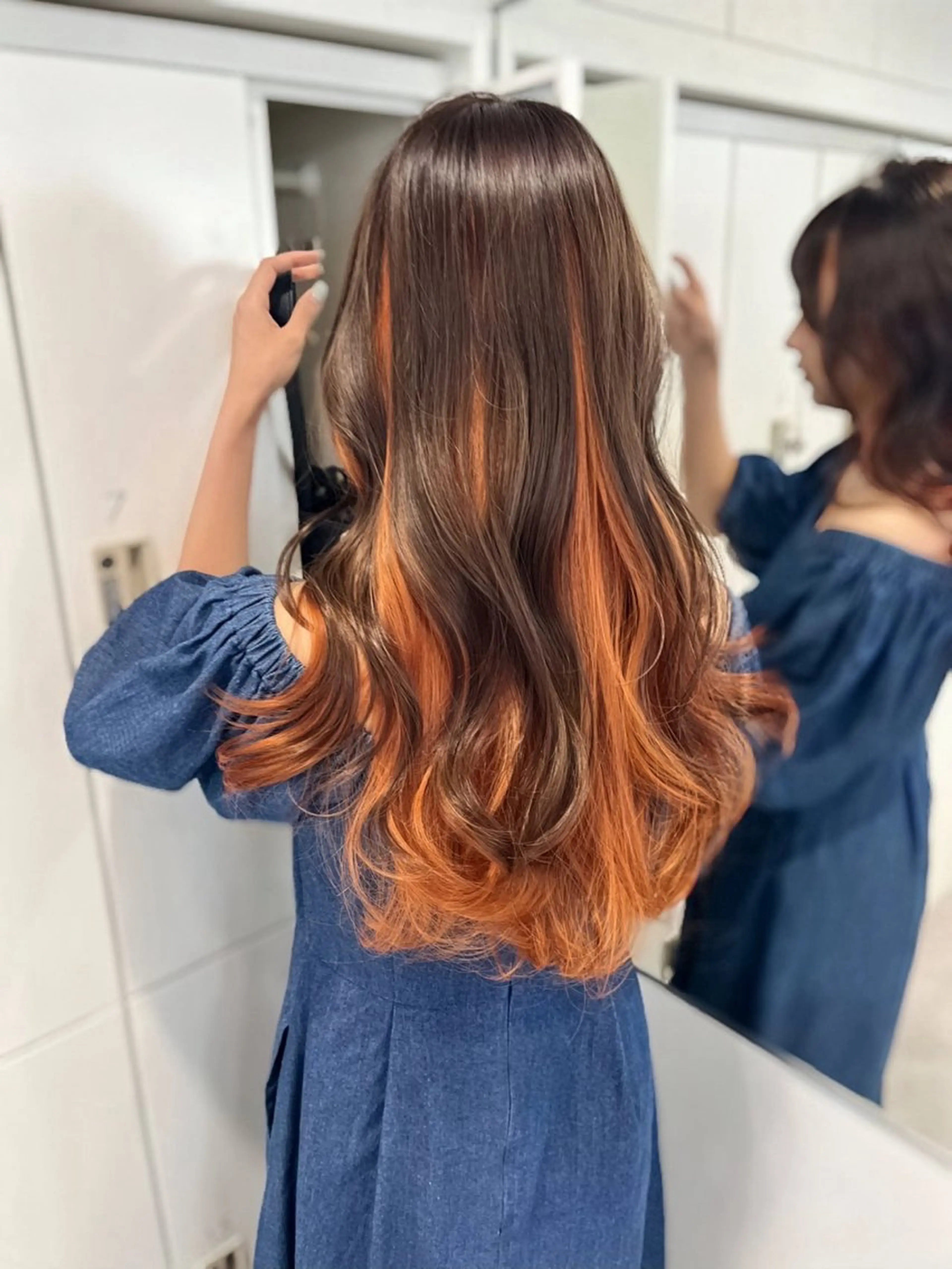 ロング カラー インナーカラー 韓国風ヘア レイヤーカット カット ヘアカラー トリートメント 韓国ハッシュカット/ 新宿/髪質改善/岡崎のヘアスタイル