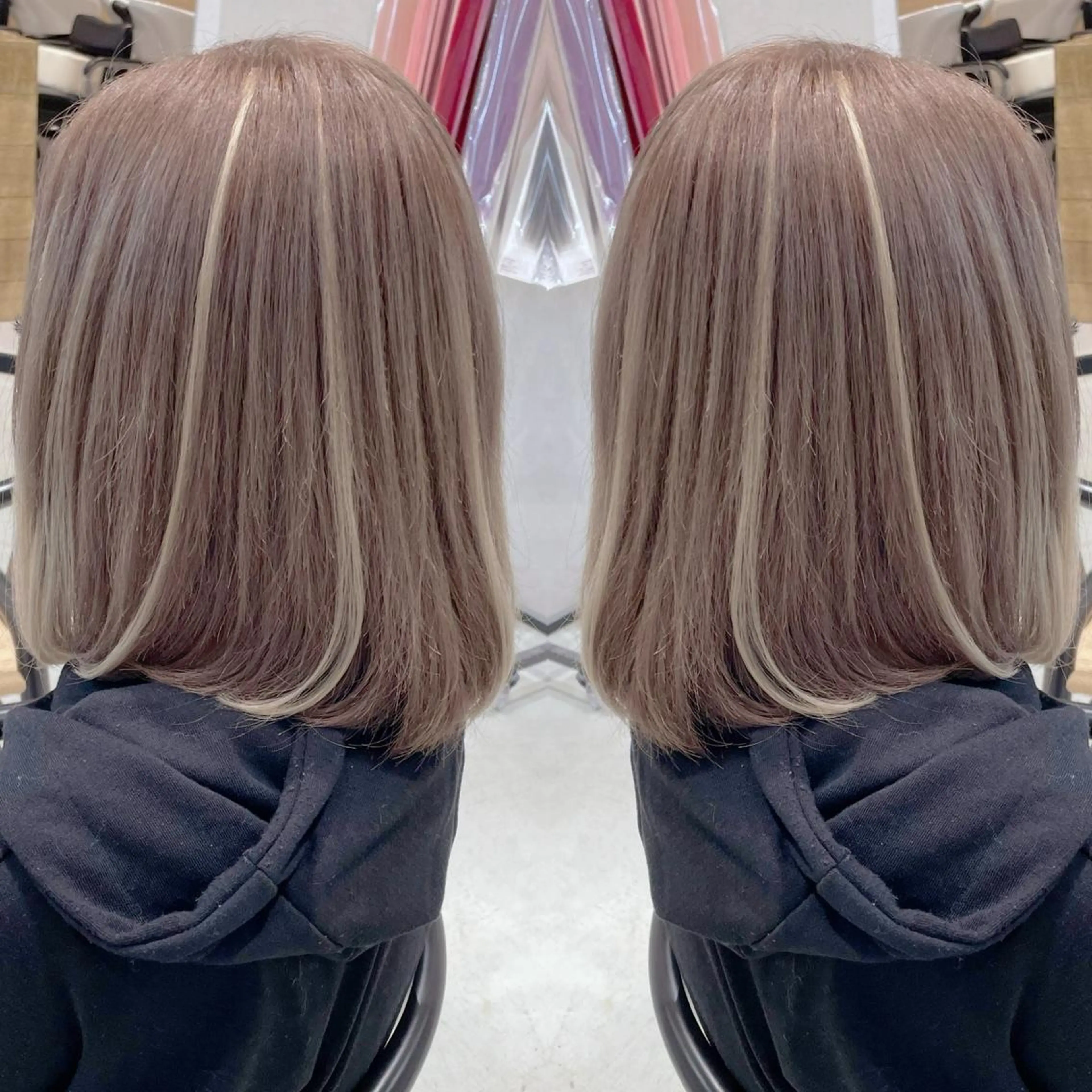 セミロング カラー グレージュ ハイライトカラー エクステ ハイライト 艶髪/モテヘア🎀 MIHOのヘアスタイル