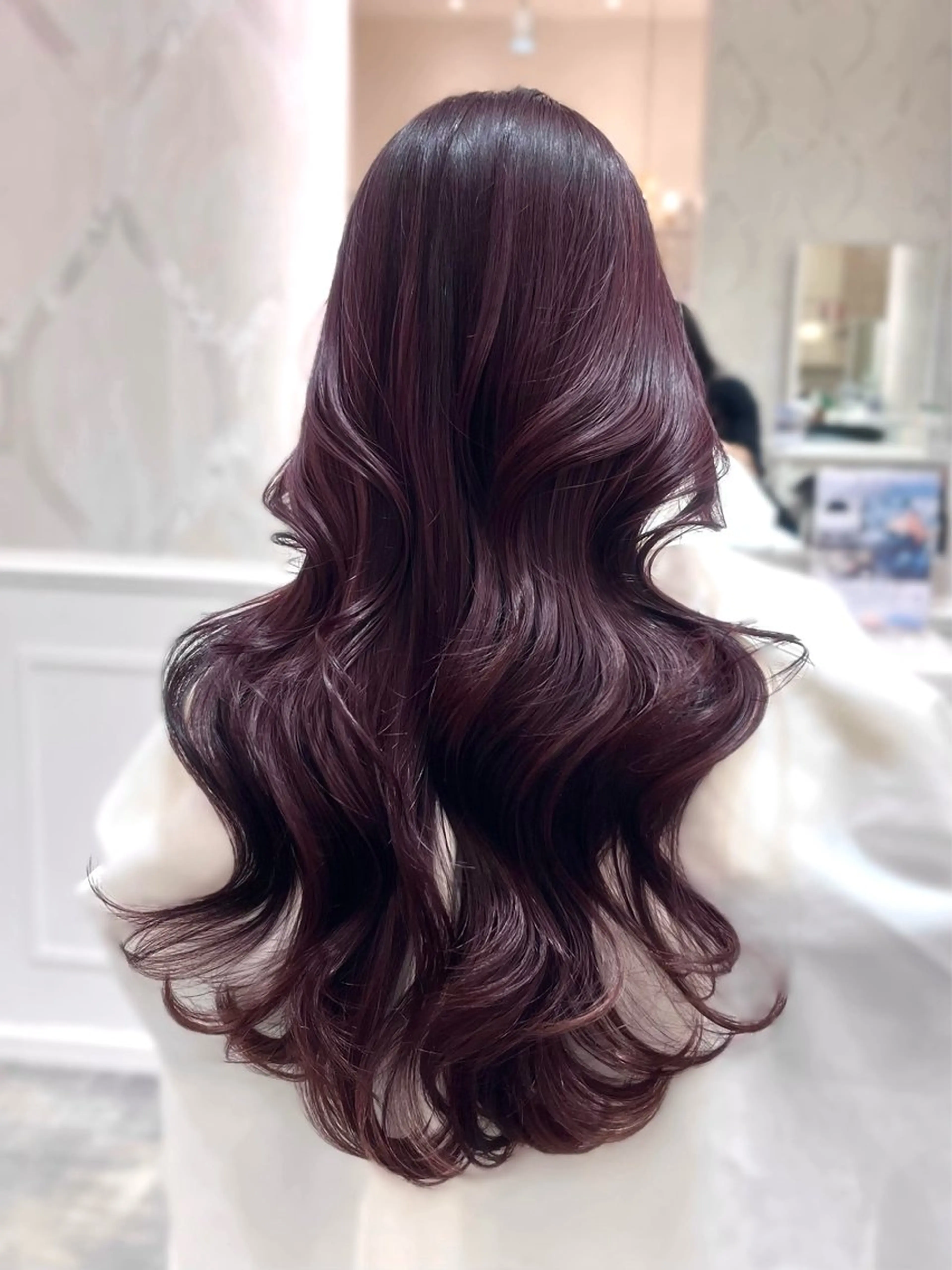 ロング パープルカラー レイヤーカット カット ヘアカラー トレンド韓国モテヘア Natsuki🌛のヘアスタイル