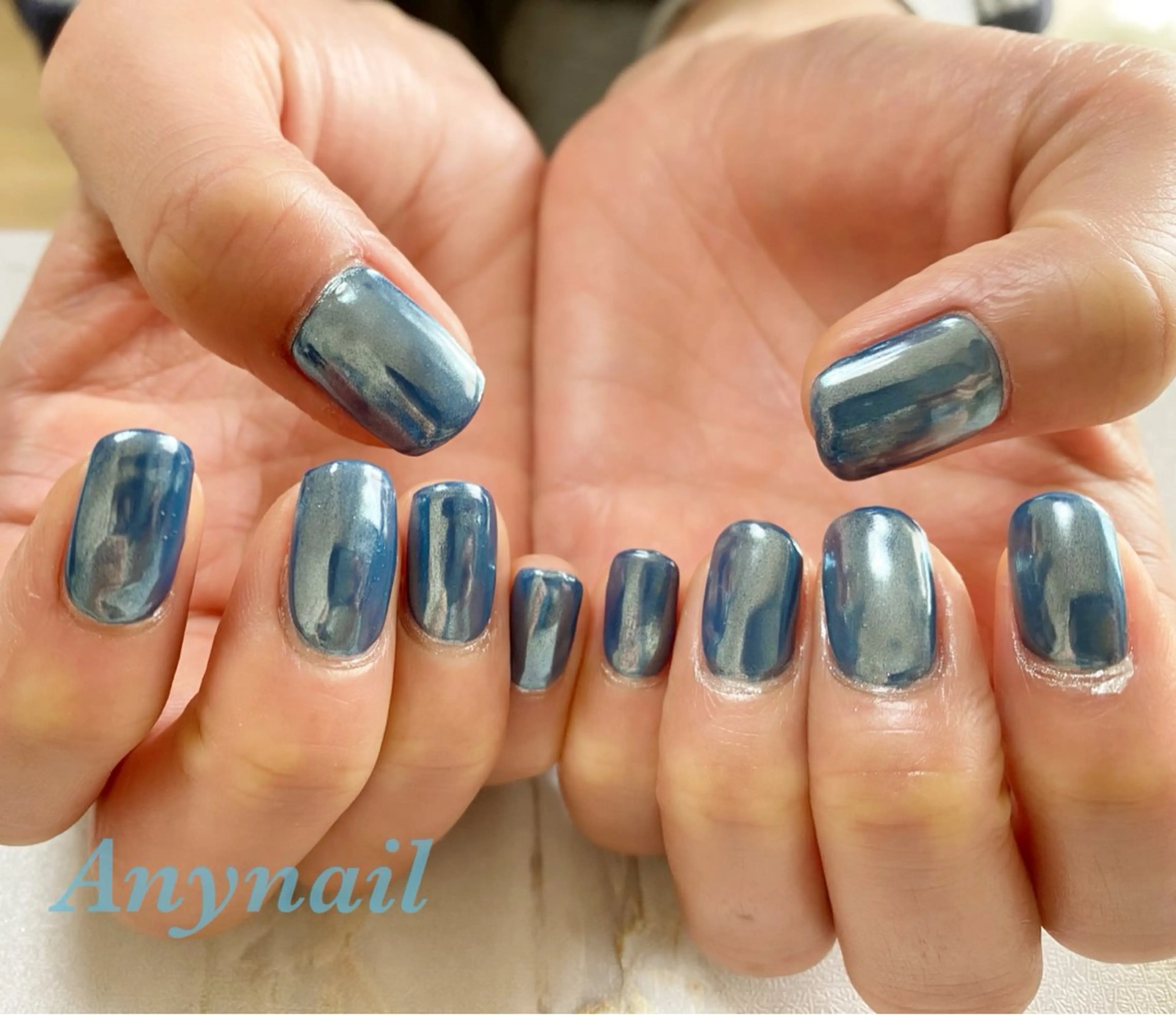 ネイル ブルー 春ネイル 夏ネイル ハンドネイル 岩澤 恵子のネイルデザイン