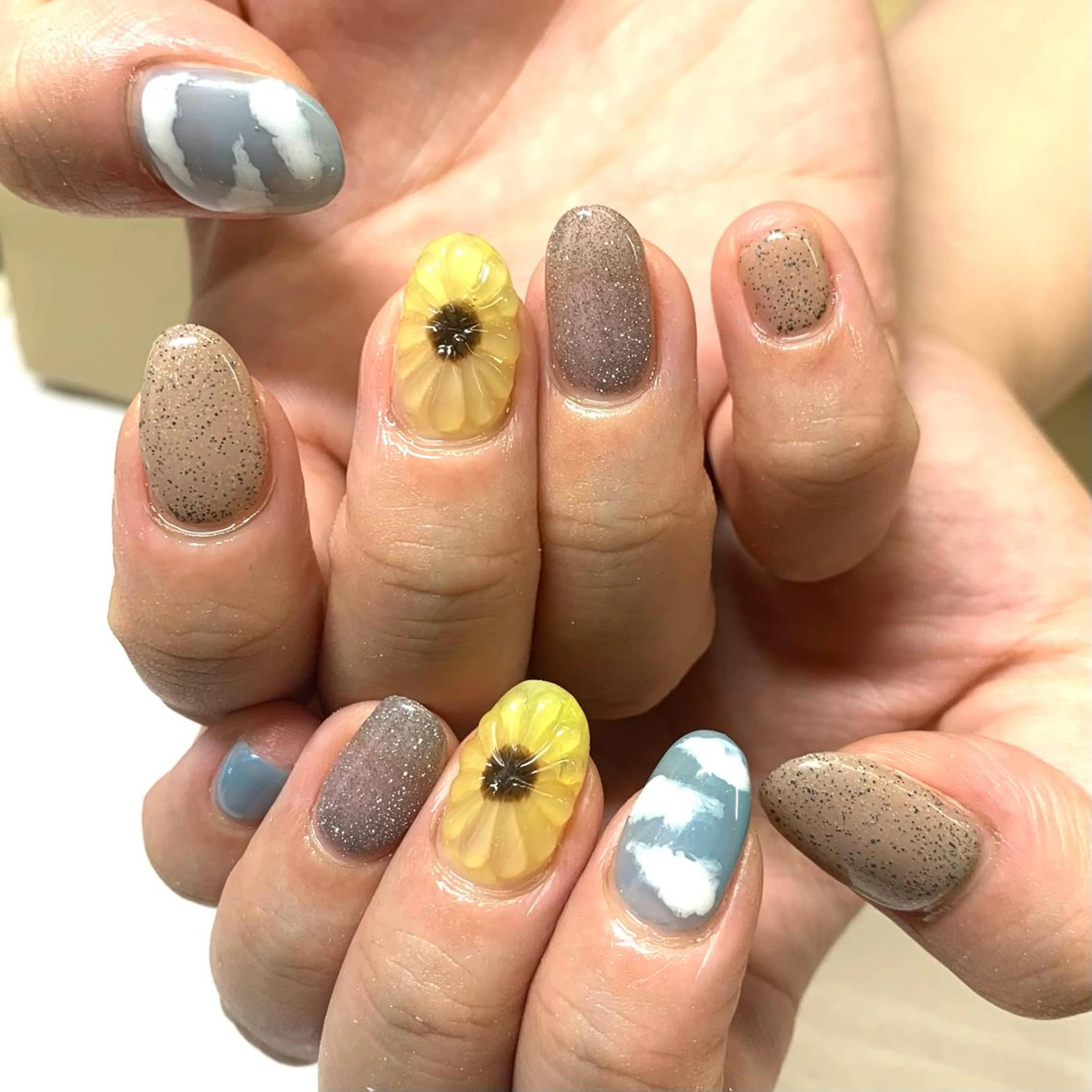 ネイル フラワーネイル ぷっくりネイル καρδιά -ｶﾙﾃﾞｨｱ-のネイルデザイン