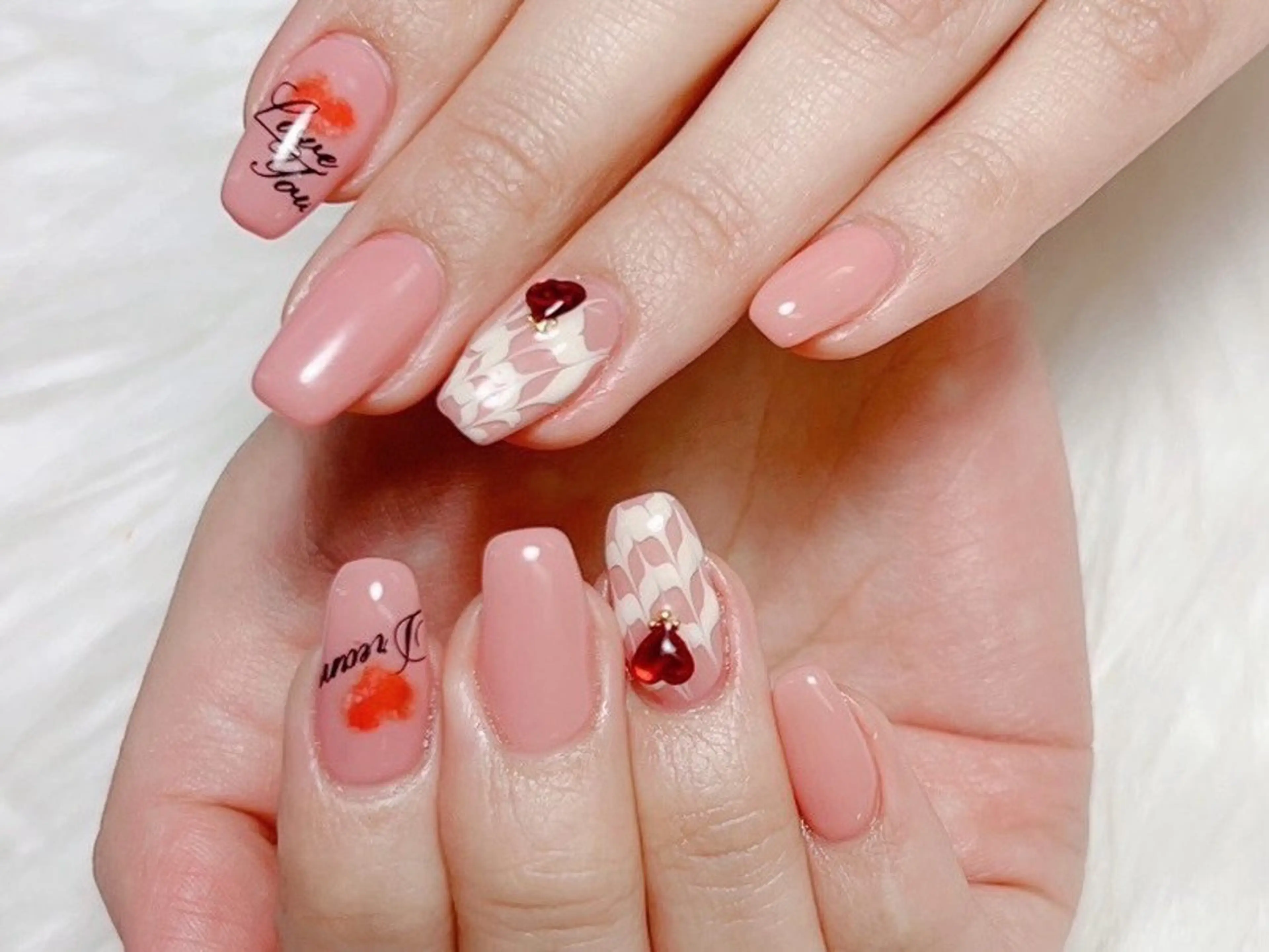 ネイル ハート ピンク ハンドネイル Nail lieNのネイルデザイン
