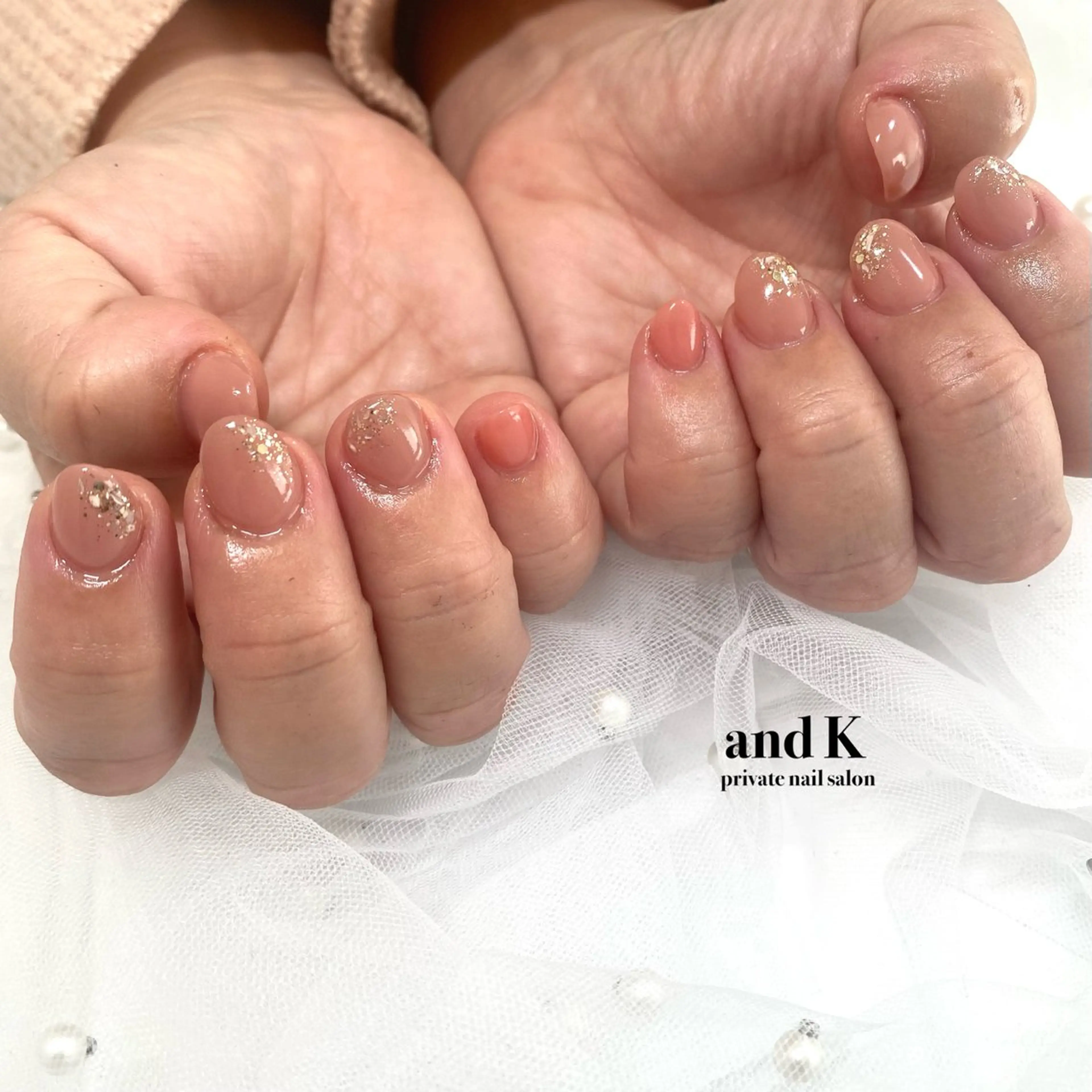 ネイル ピンク ピンクベージュ andK nail salonのネイルデザイン
