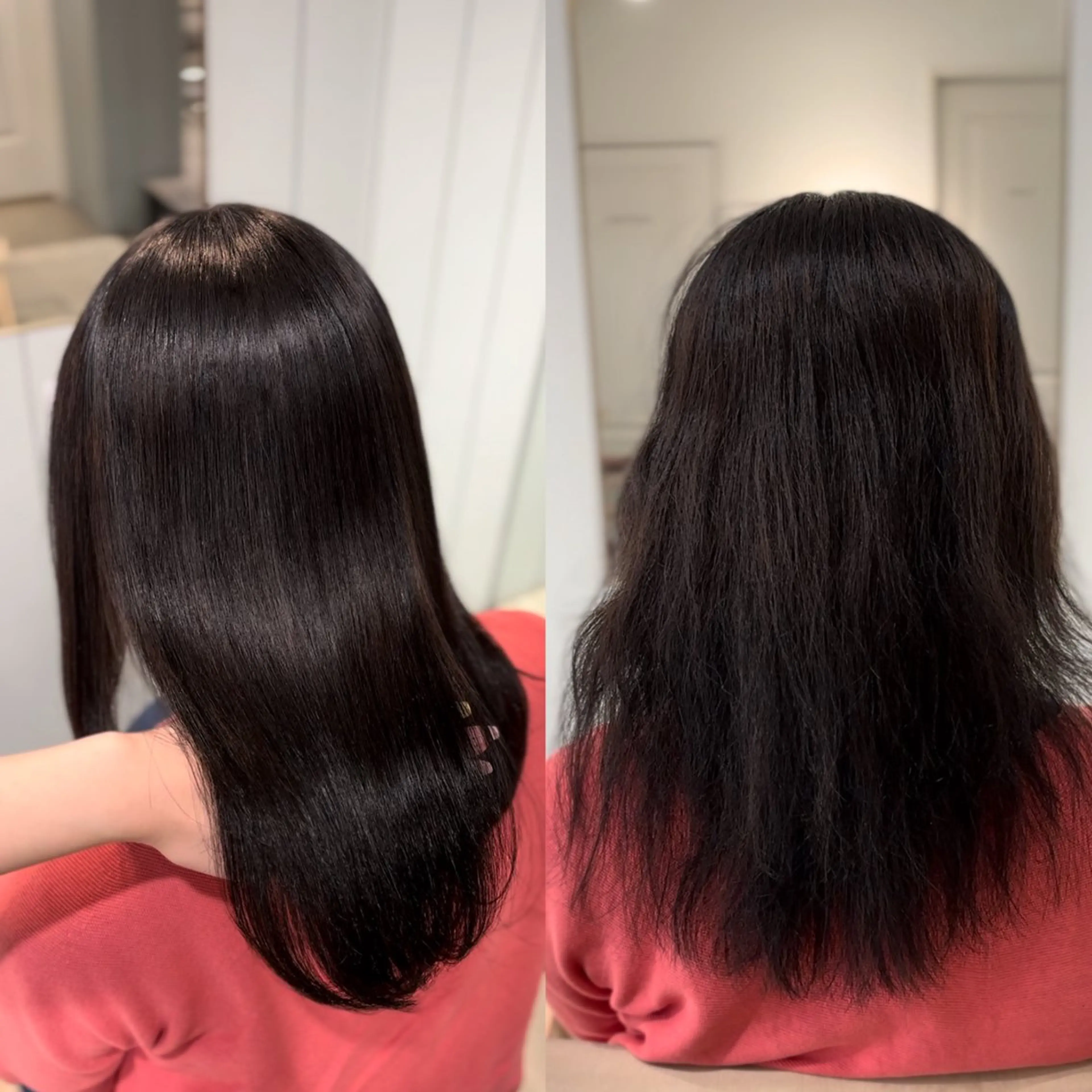 ミディアム カラー 縮毛矯正 カット ヘアカラー 縮毛矯正 トリートメント 縮毛矯正／レイヤー／ 髪質改善／海月のヘアスタイル