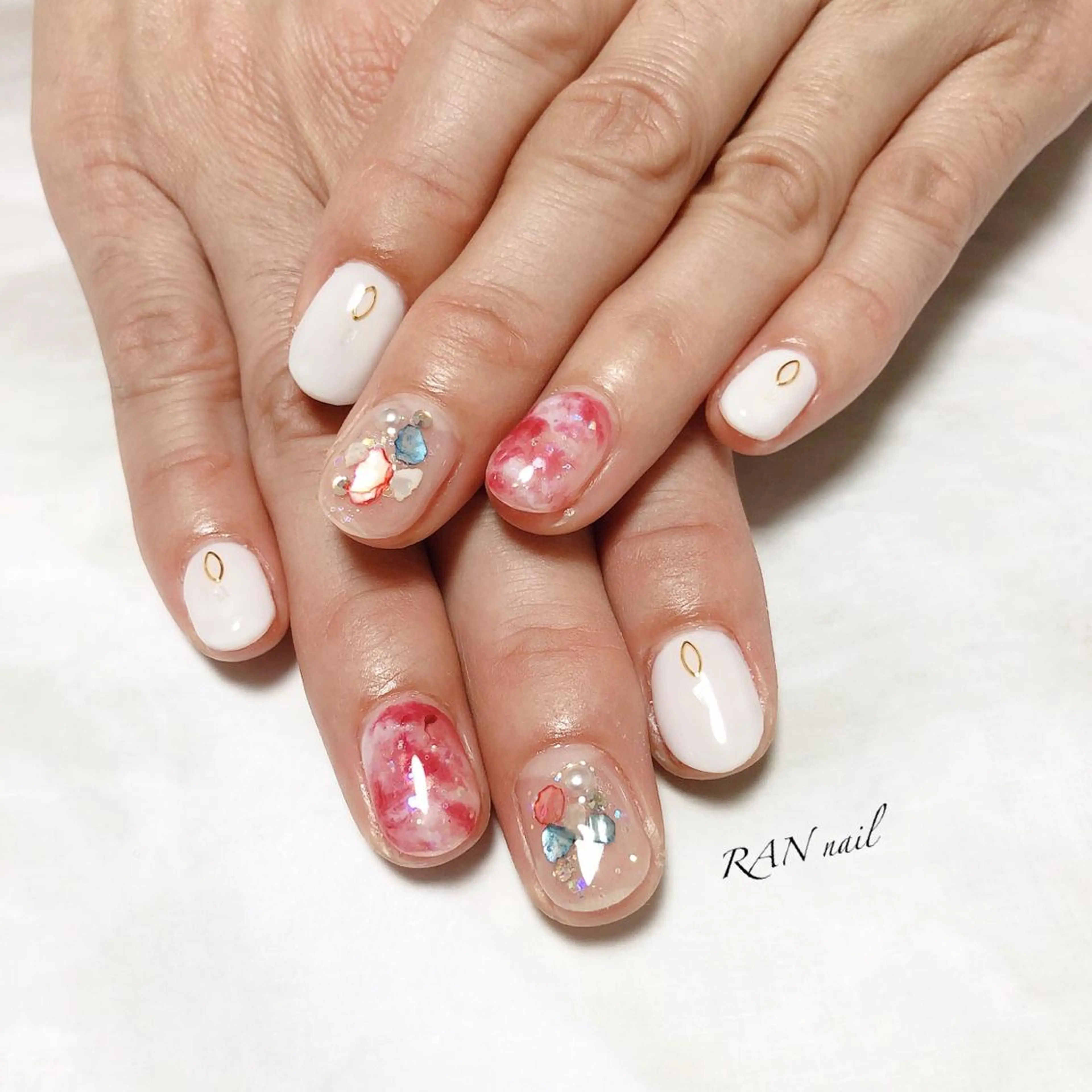 ネイル フットネイル 大理石ネイル(マーブル) オフィスネイル 春ネイル 冬ネイル ハンドネイル フットネイル RAN nail 〜ランネイル〜所属・RAN nailのネイルデザイン