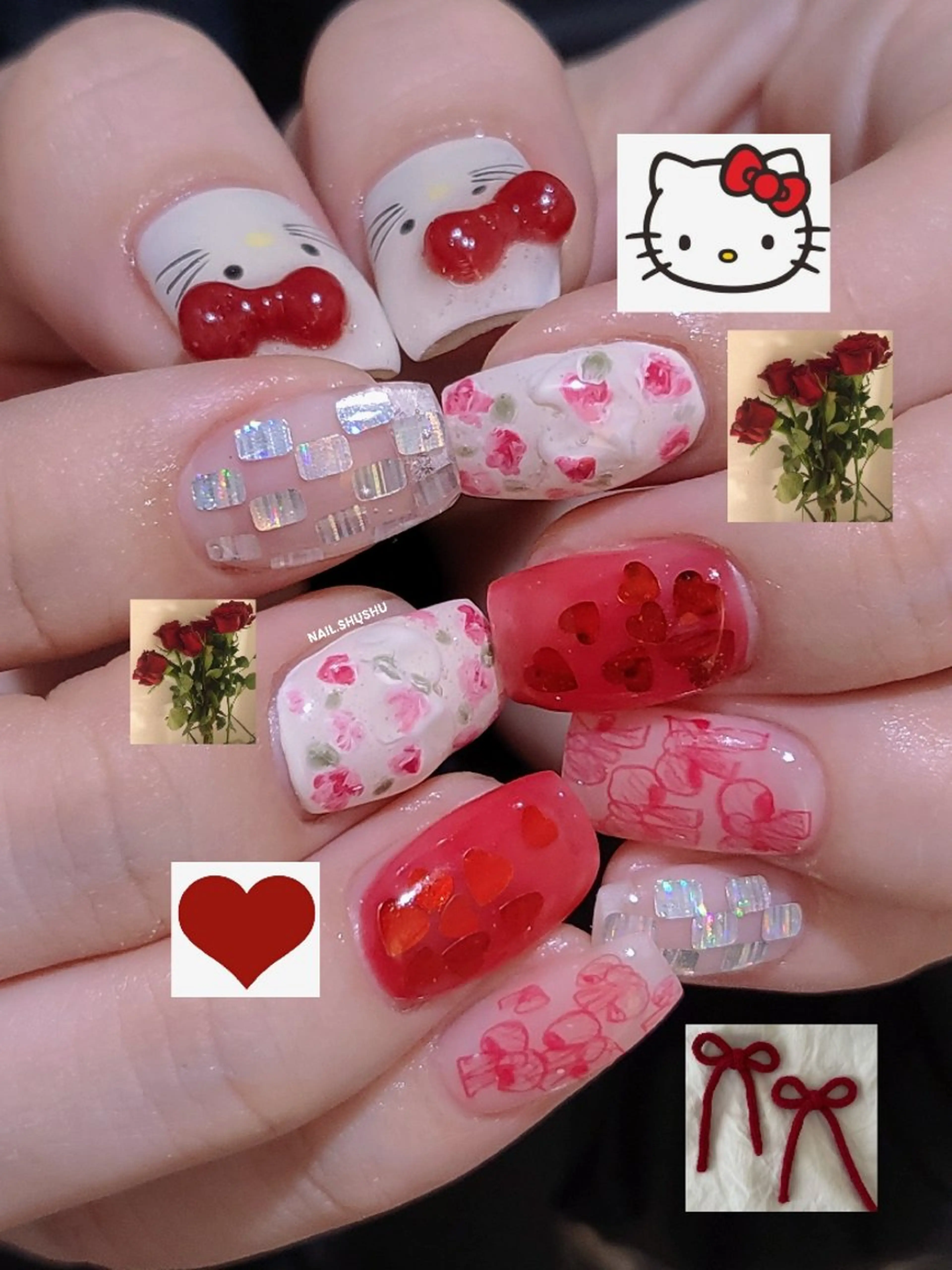 ネイル ハンドネイル 3dパーツ/流行り 👧shushu❤️のネイルデザイン