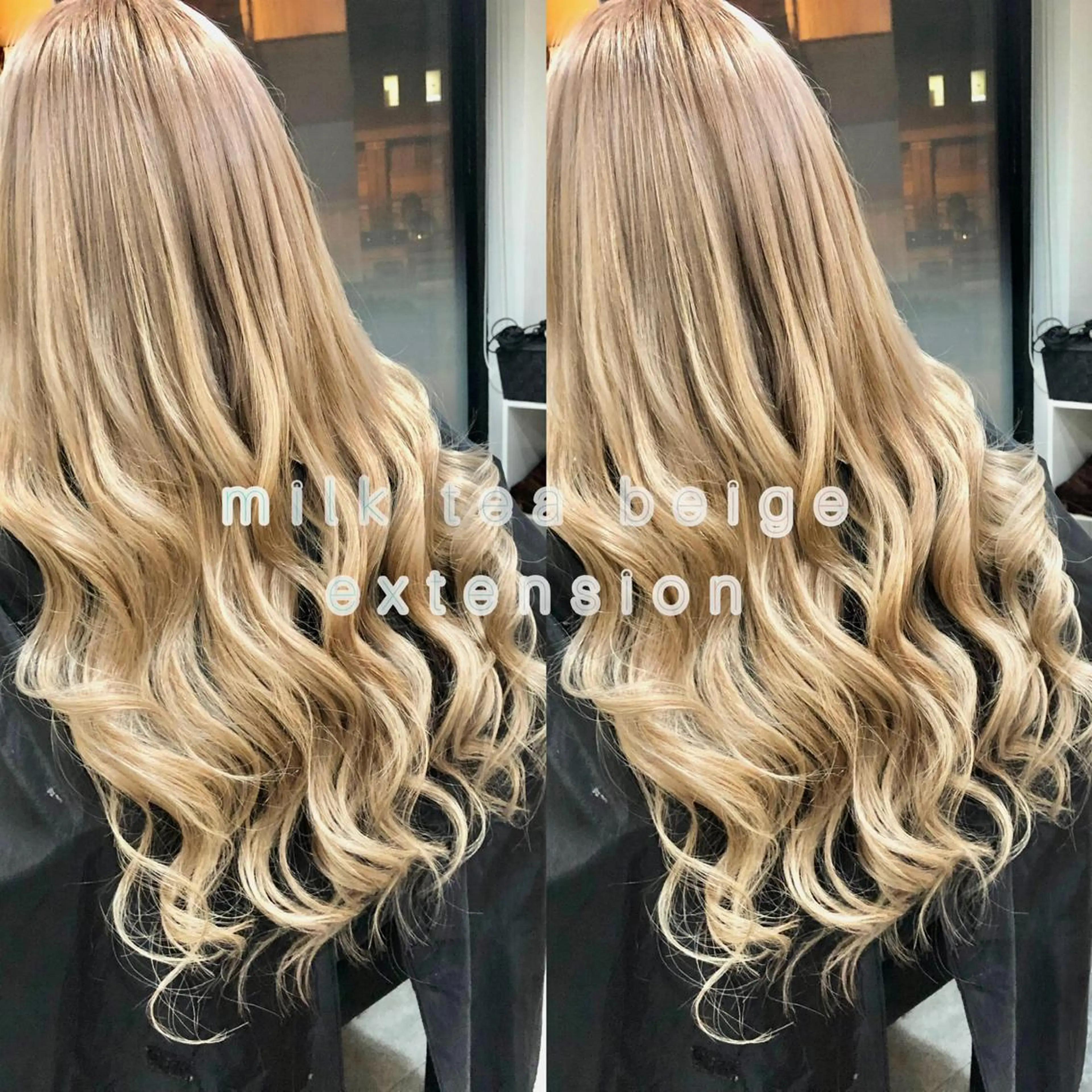 ロング カラー ヘアアレンジ シールエクステ バレイヤージュ ベージュカラー ブリーチ ハイライトカラー alpha. カラーエクステ下妻のヘアスタイル