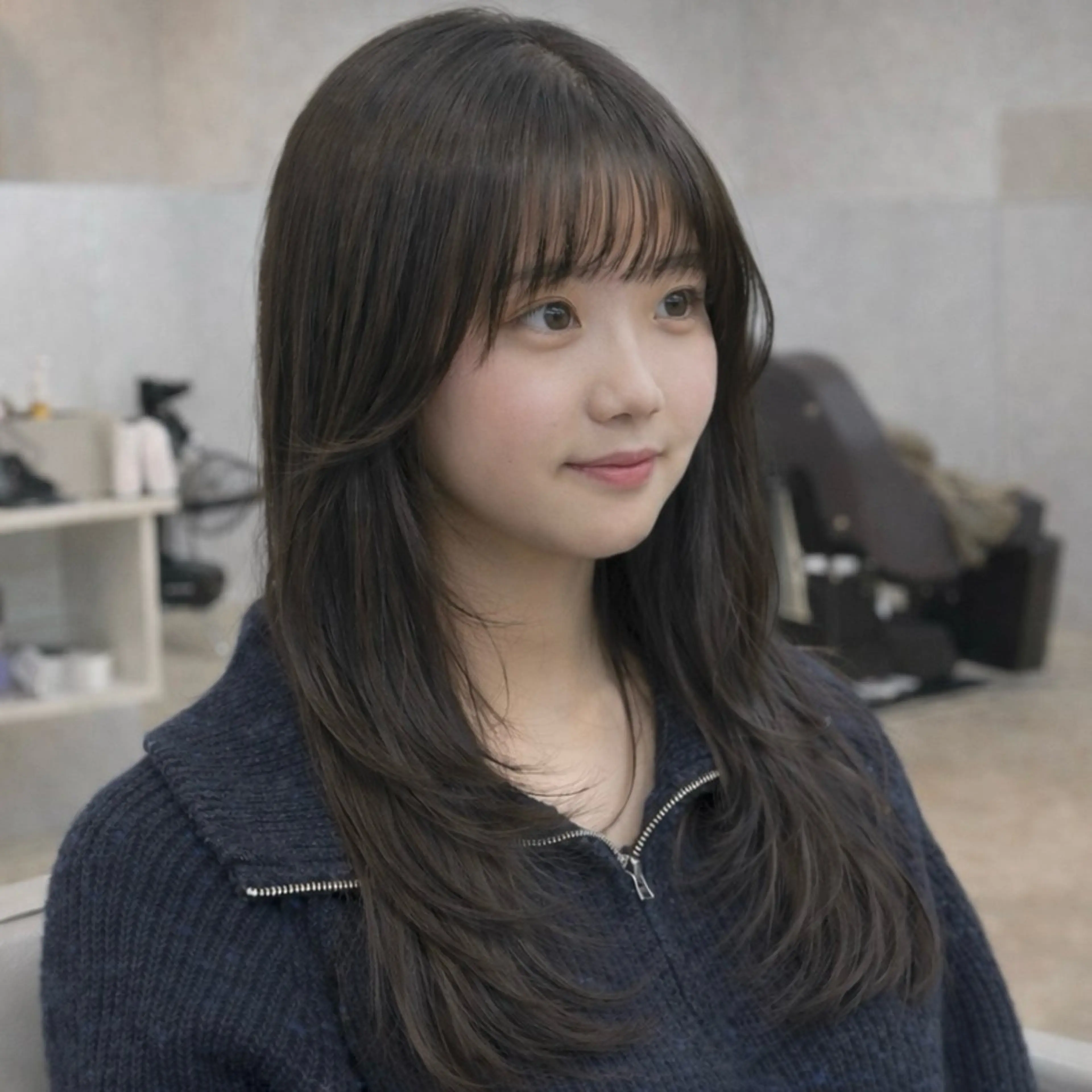 セミロング カット ヘアカラー ✨韓国ヘア✨ レイヤー✂️鎌倉楓麻のヘアスタイル