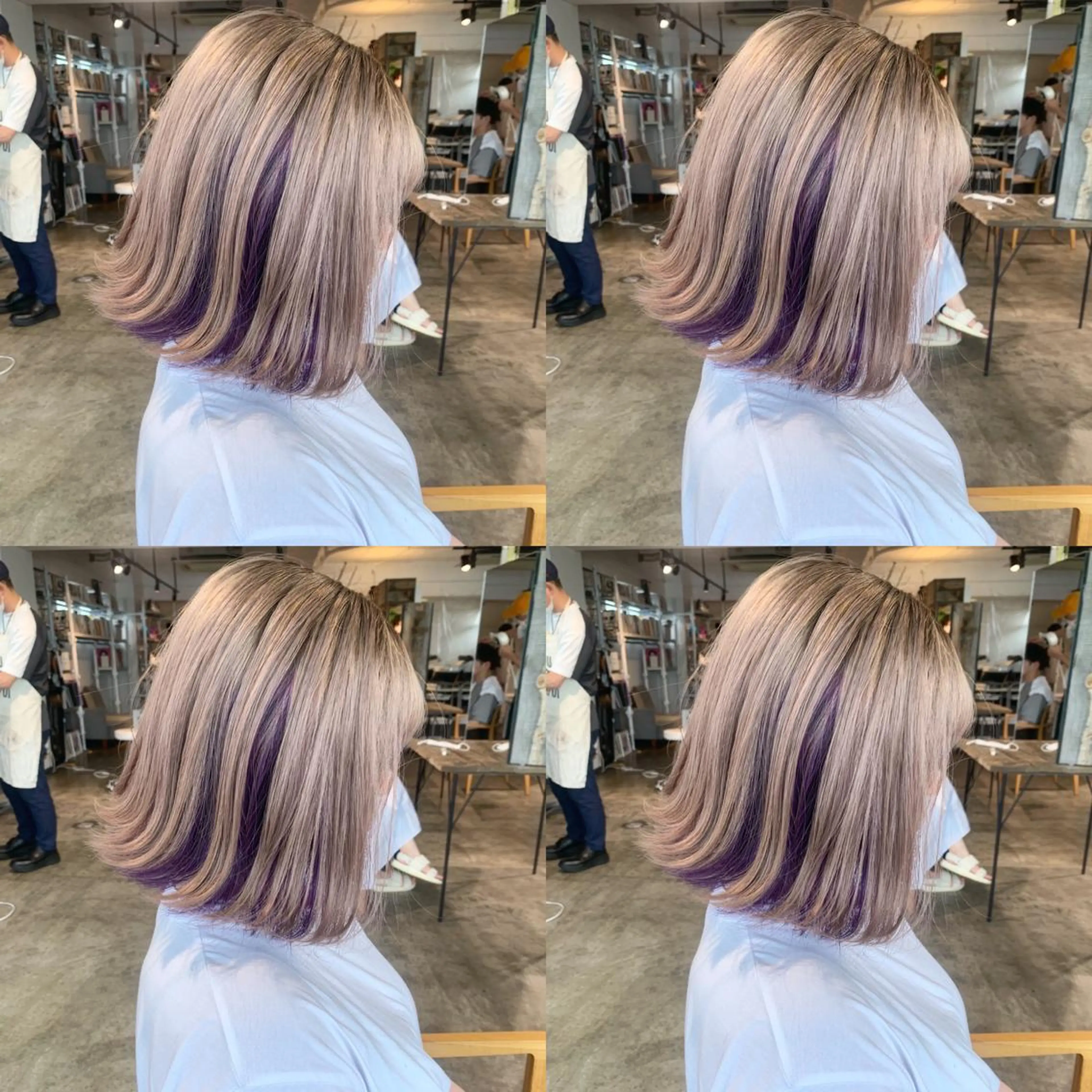 ミディアム カラー インナーカラー パープルカラー ヘアカラー トリートメント ヘアセット ✨艶ブリーチカラー ✨四ノ宮裕己のヘアスタイル