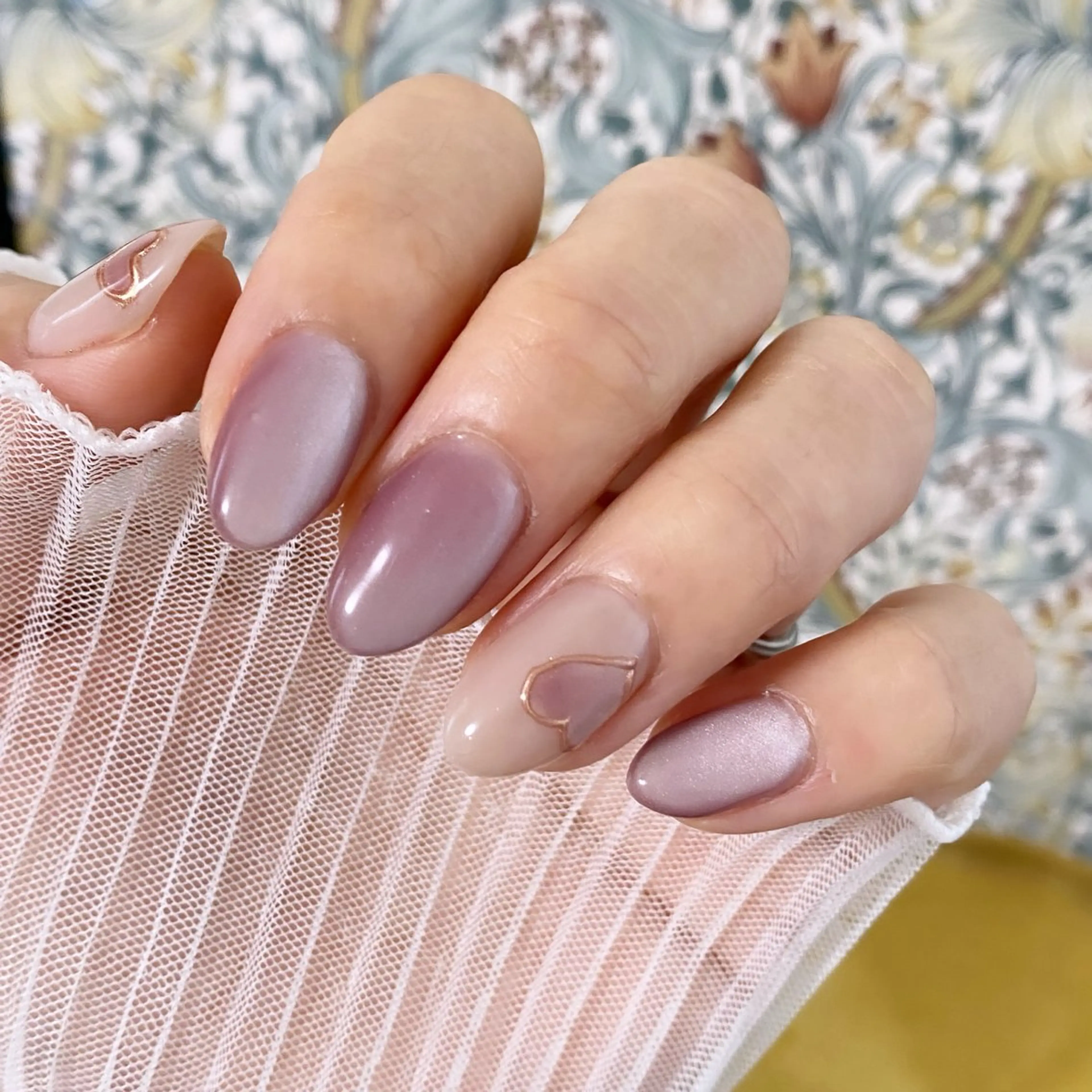 ネイル ハート マグネットネイル バレンタイン Hana_ Rieのネイルデザイン