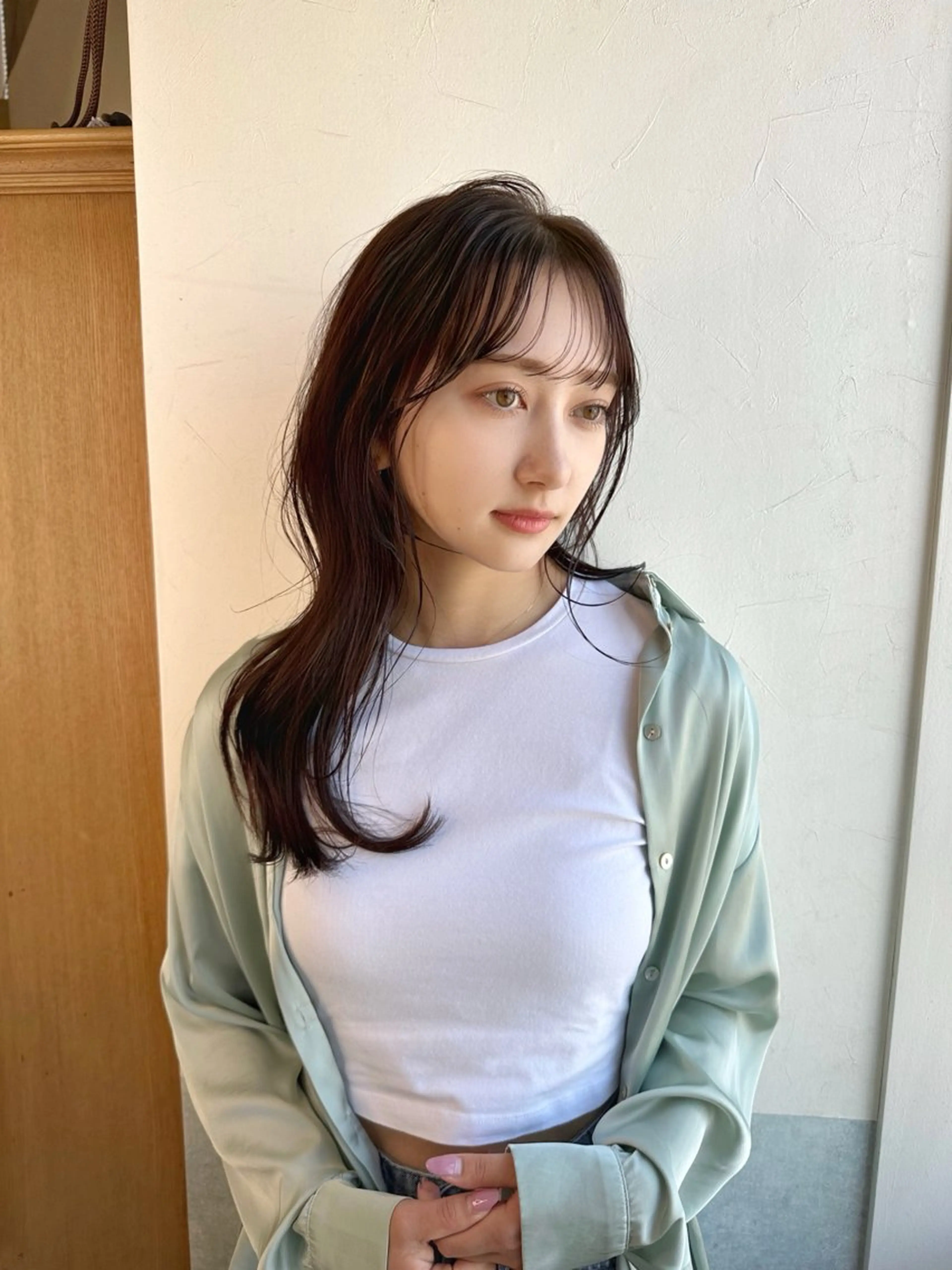 セミロング カット ヘアカラー ヘッドスパ La Bonheur hair reve 池袋西口所属・コテ巻き風パーマ /志村大成のヘアスタイル