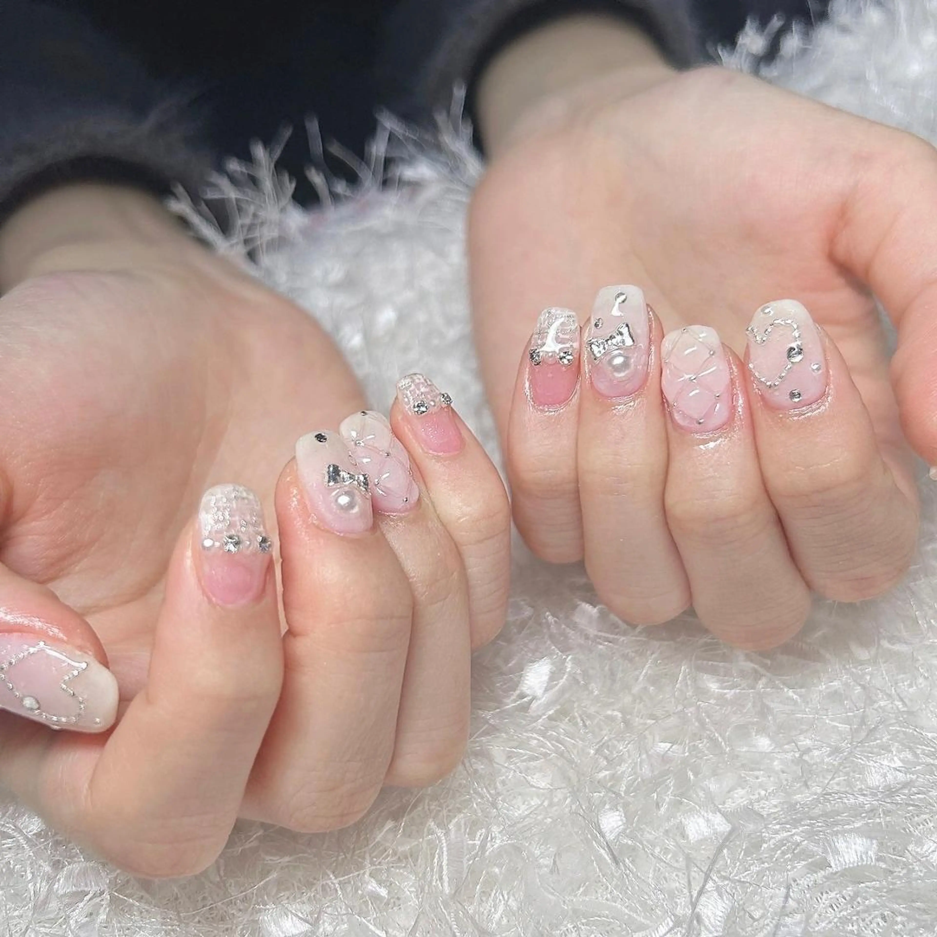 ネイル 長さ出し フレンチネイル ジェルネイル グラデーション 韓国ネイル ハンドネイル Nail&eye Belire 新宿のネイルデザイン
