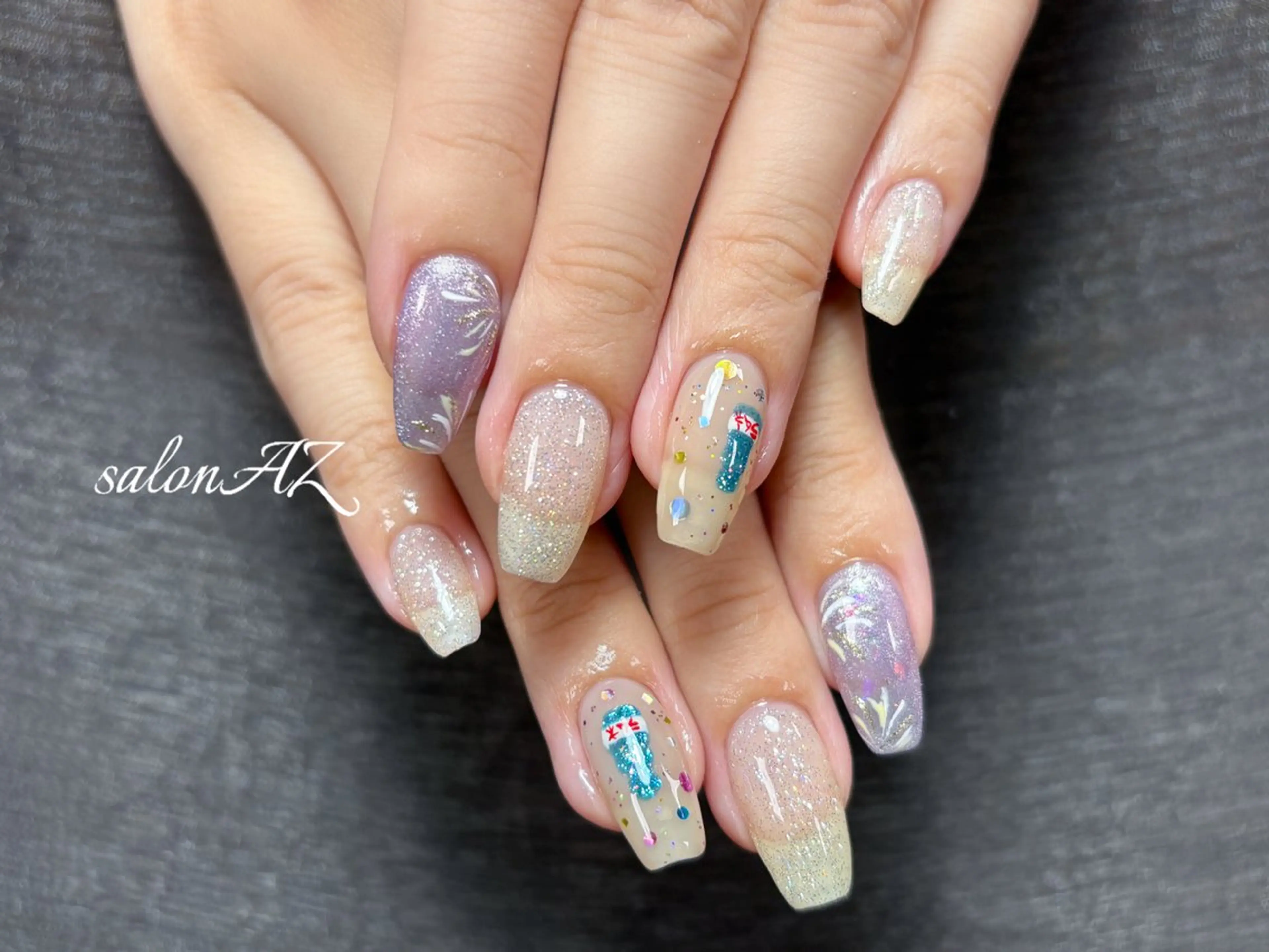 ネイル アートネイル 長さ出し フットネイル フレンチネイル ジェルネイル ハンドネイル salon AZのネイルデザイン