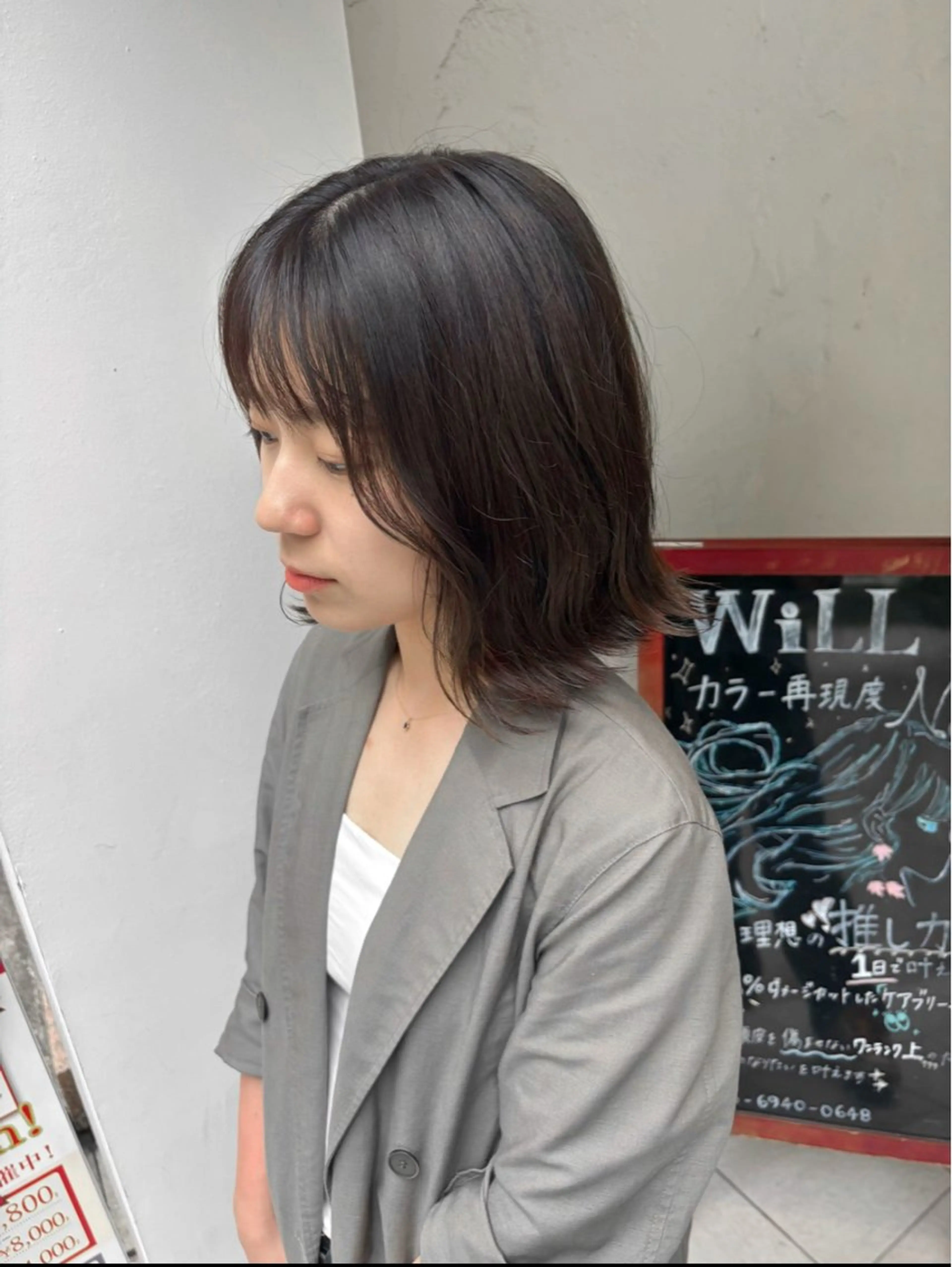 ミディアム 切りっぱなしボブ ボブ 韓国風ヘア 🌼韓国ヘア🌼 田中義也のヘアスタイル