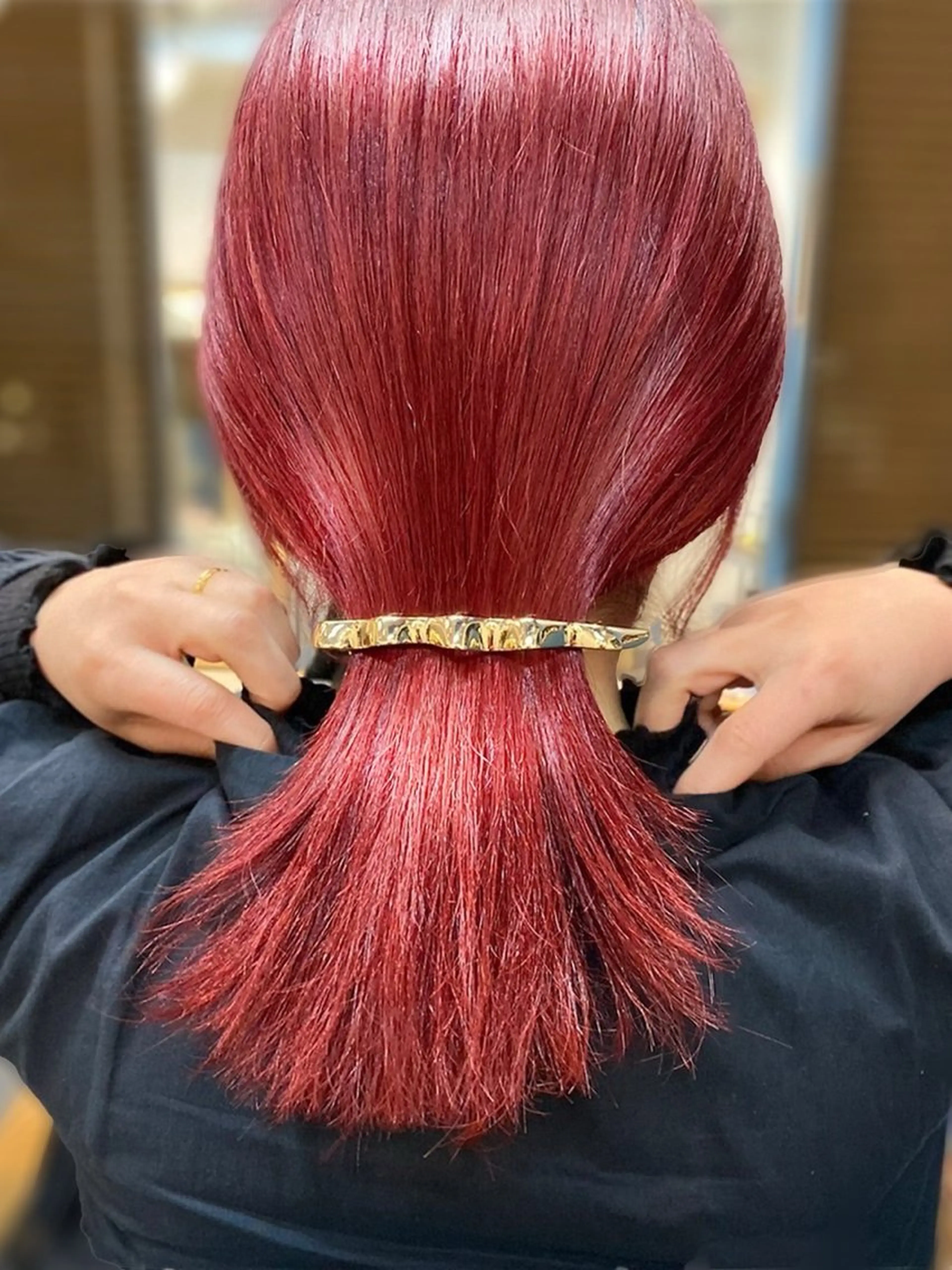 セミロング カラー ブリーチ カット ヘアカラー 艶カラー/縮毛矯正／ 鴨川育弥のヘアスタイル