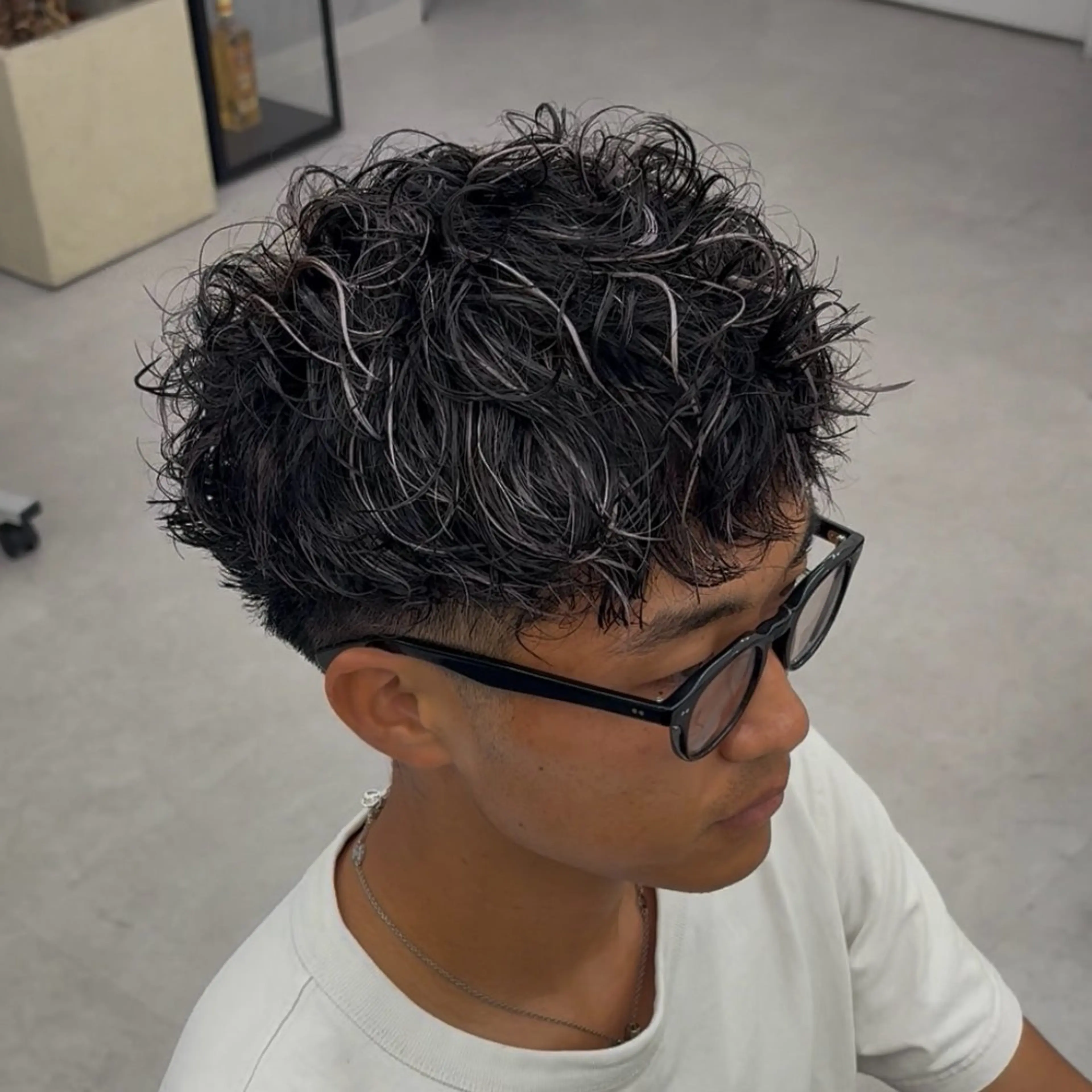 カラー パーマ メンズ カット ヘアカラー パーマ トリートメント 💋ホワイトメッシュ /パーマ/メンズ💋のヘアスタイル